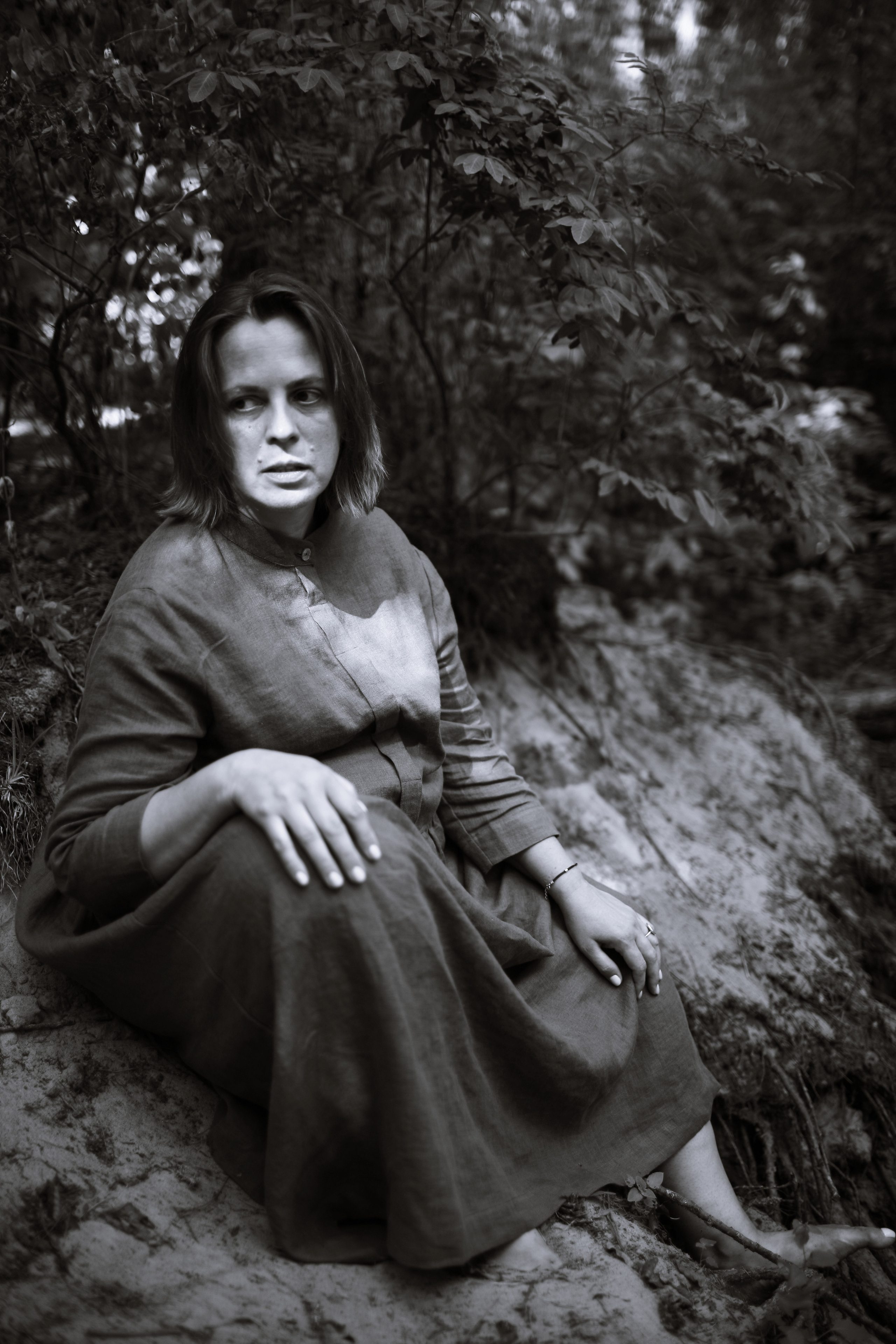 Anna, by herself. Woods and a little bit fire. Victoria Dini. Art photography in London / Folkestone, UK