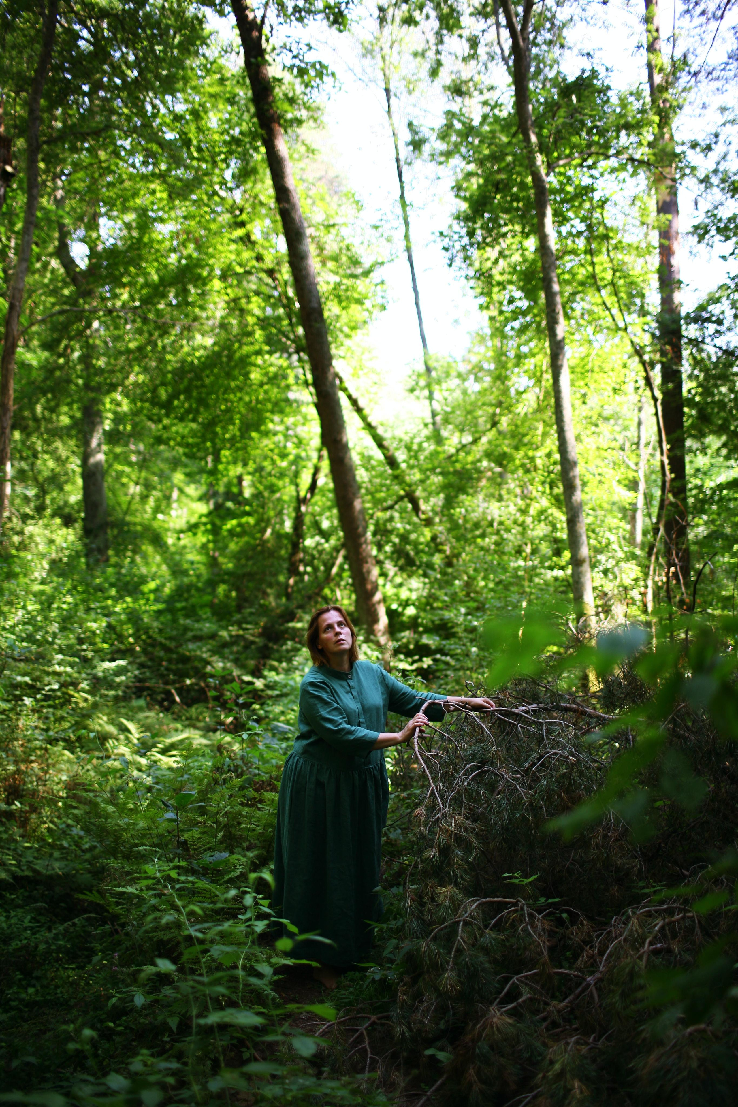 Anna, by herself. Woods and a little bit fire. Victoria Dini. Art photography in London / Folkestone, UK