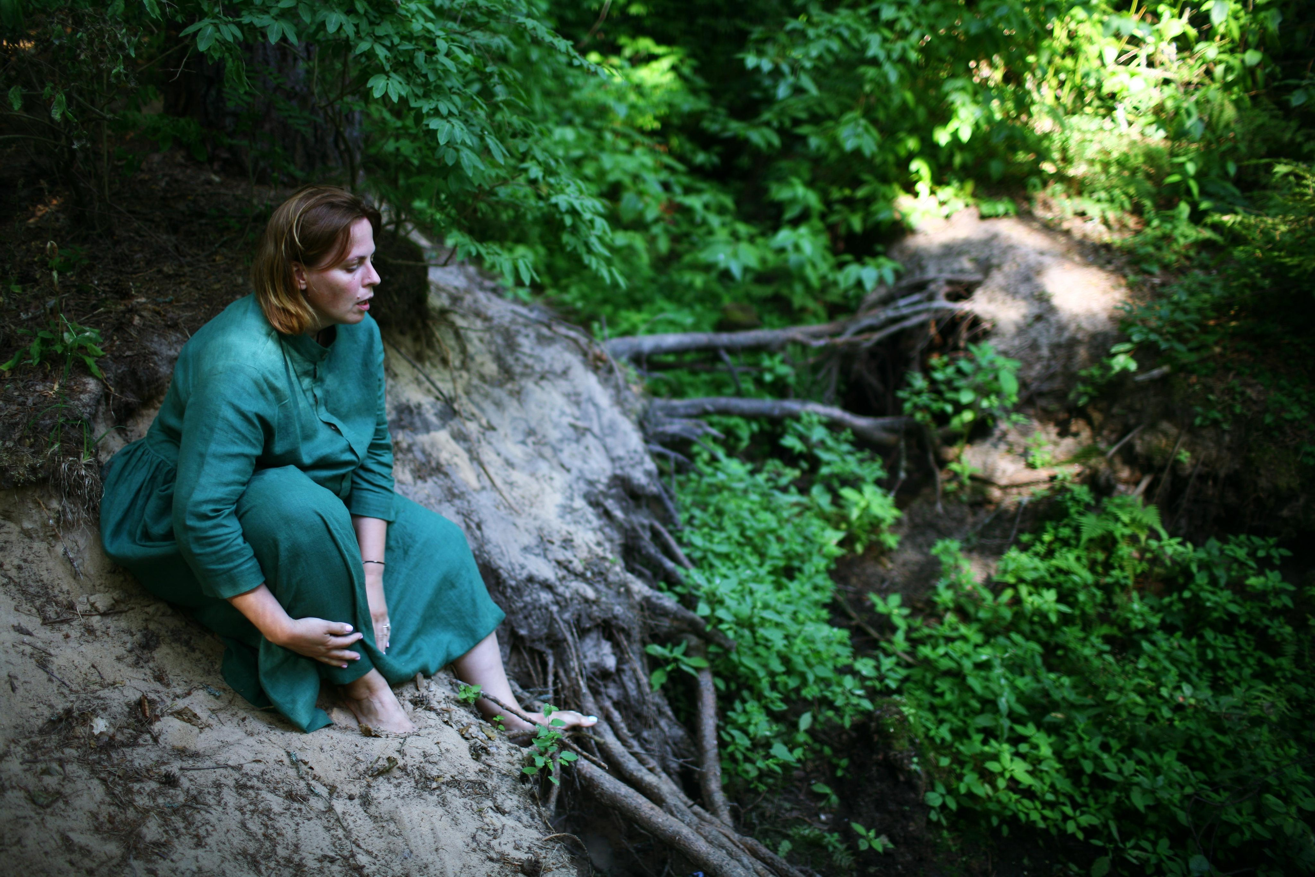 Anna, by herself. Woods and a little bit fire. Victoria Dini. Art photography in London / Folkestone, UK