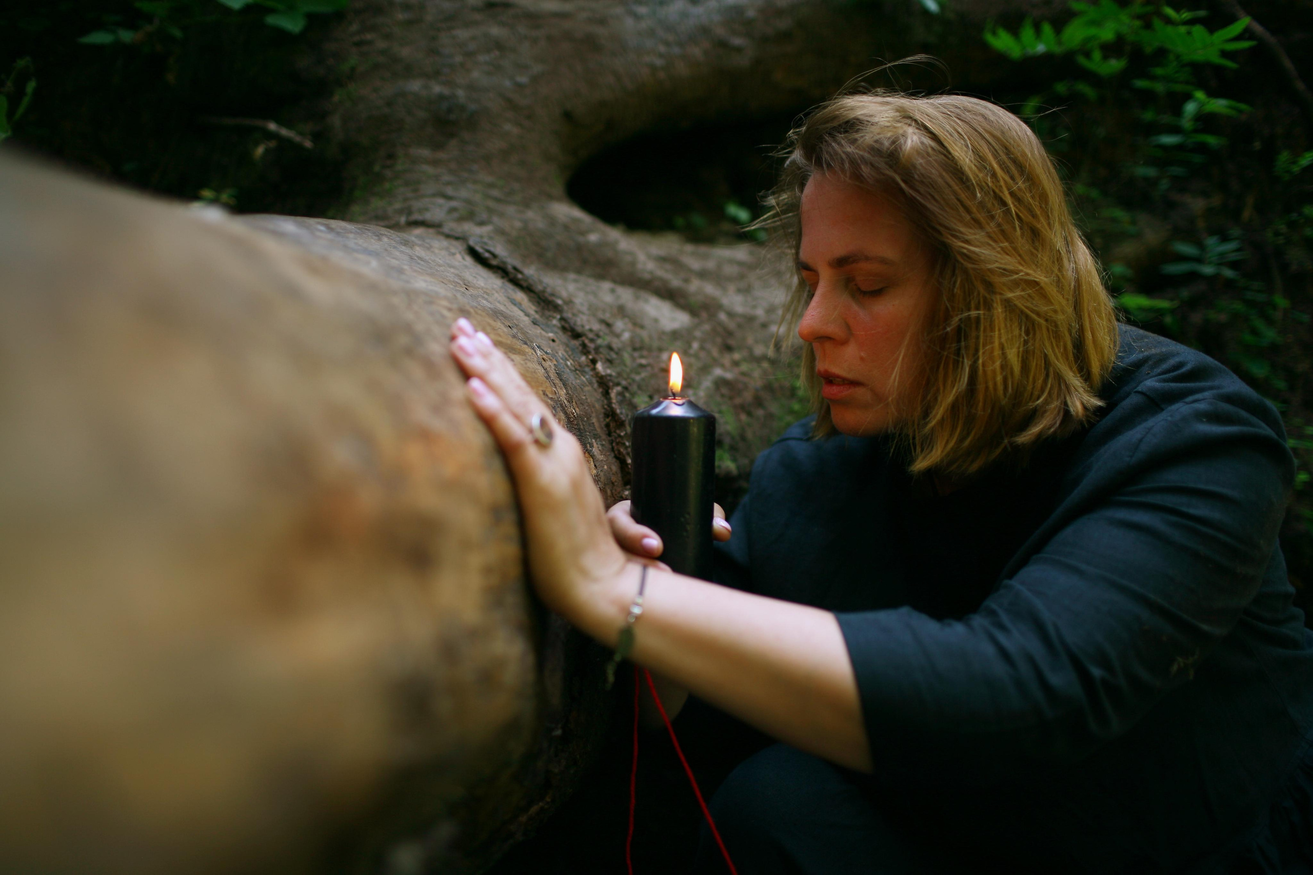 Anna, by herself. Woods and a little bit fire. Victoria Dini. Art photography in London / Folkestone, UK