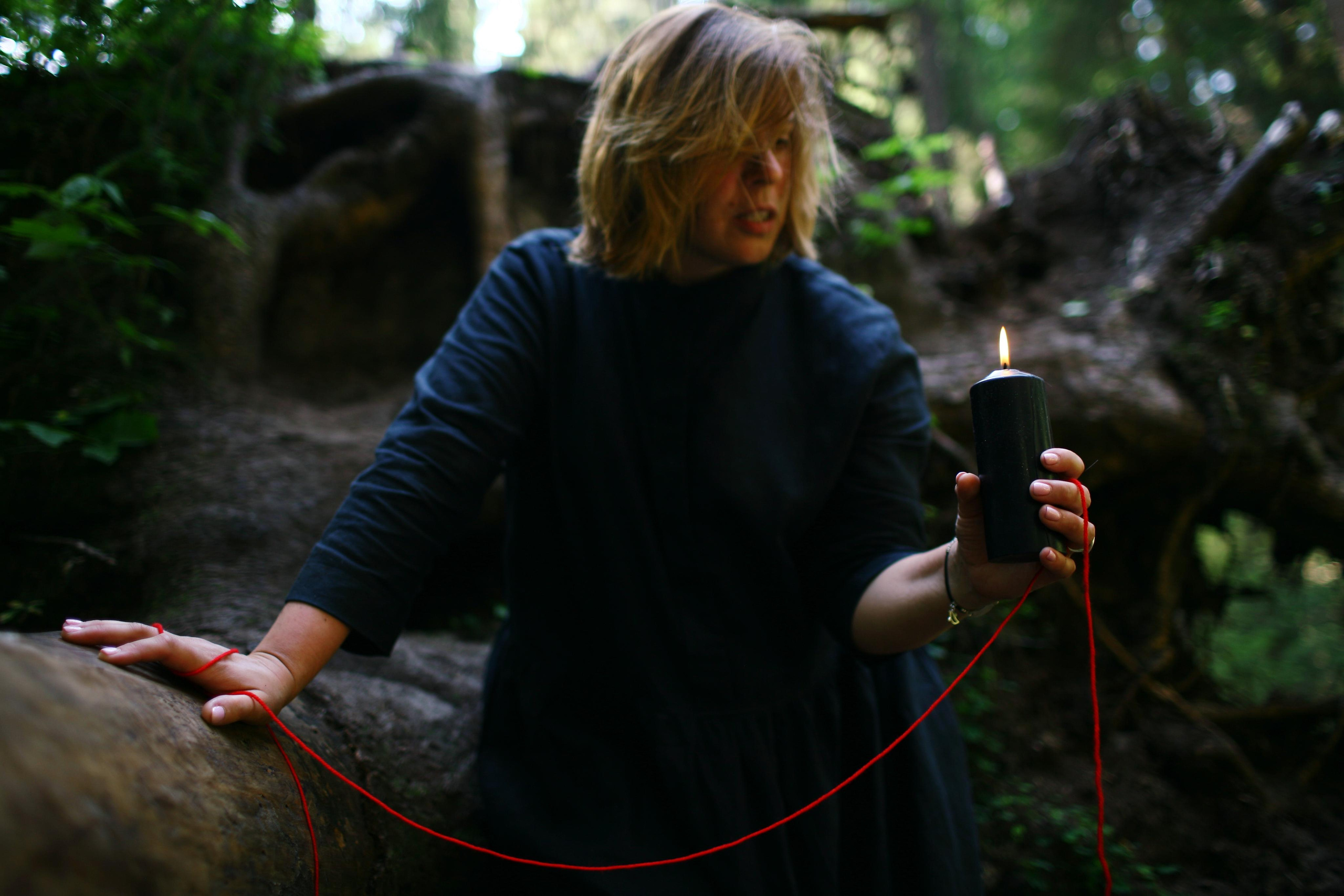 Anna, by herself. Woods and a little bit fire. Victoria Dini. Art photography in London / Folkestone, UK