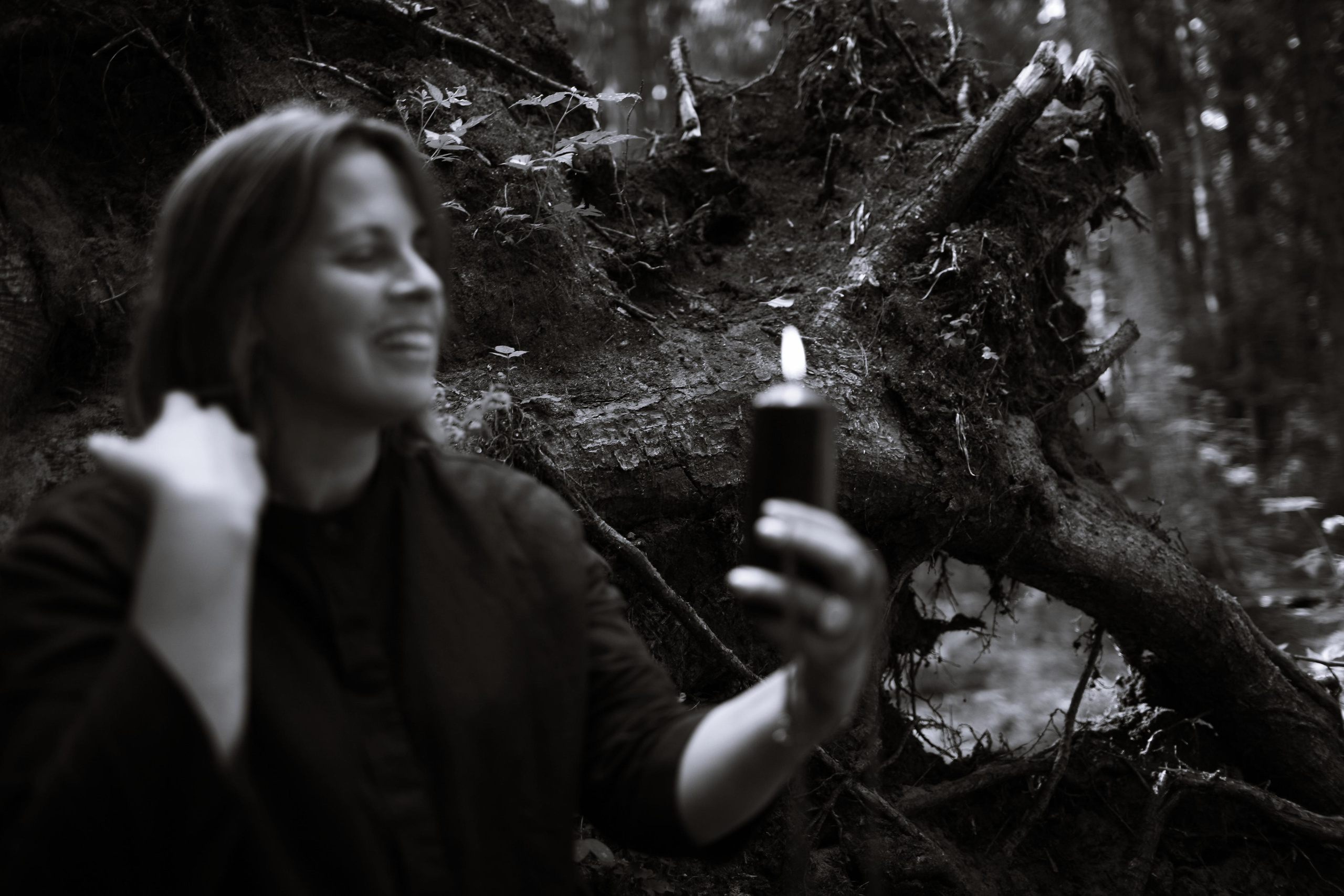 Anna, by herself. Woods and a little bit fire. Victoria Dini. Art photography in London / Folkestone, UK