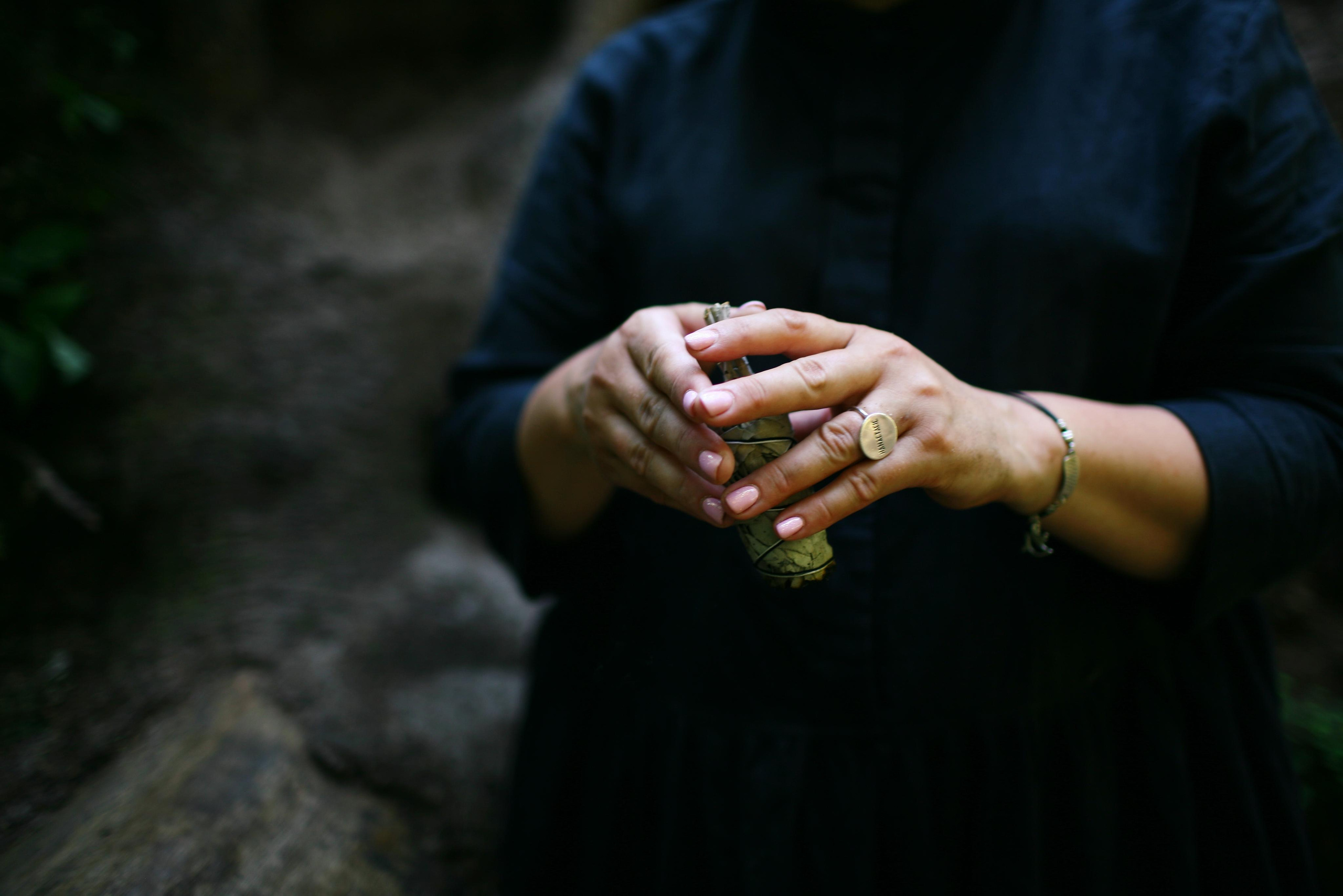 Anna, by herself. Woods and a little bit fire. Victoria Dini. Art photography in London / Folkestone, UK