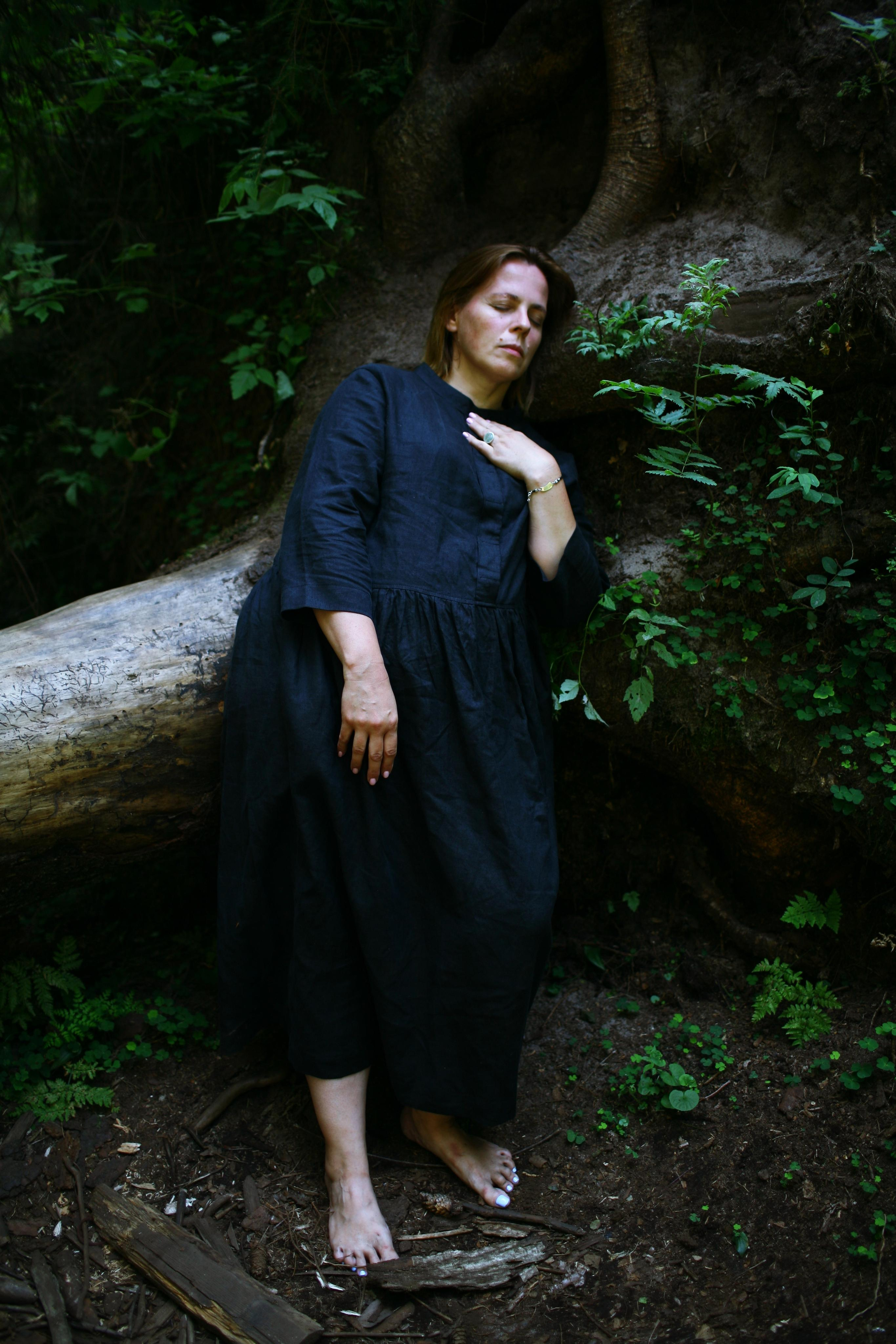 Anna, by herself. Woods and a little bit fire. Victoria Dini. Art photography in London / Folkestone, UK