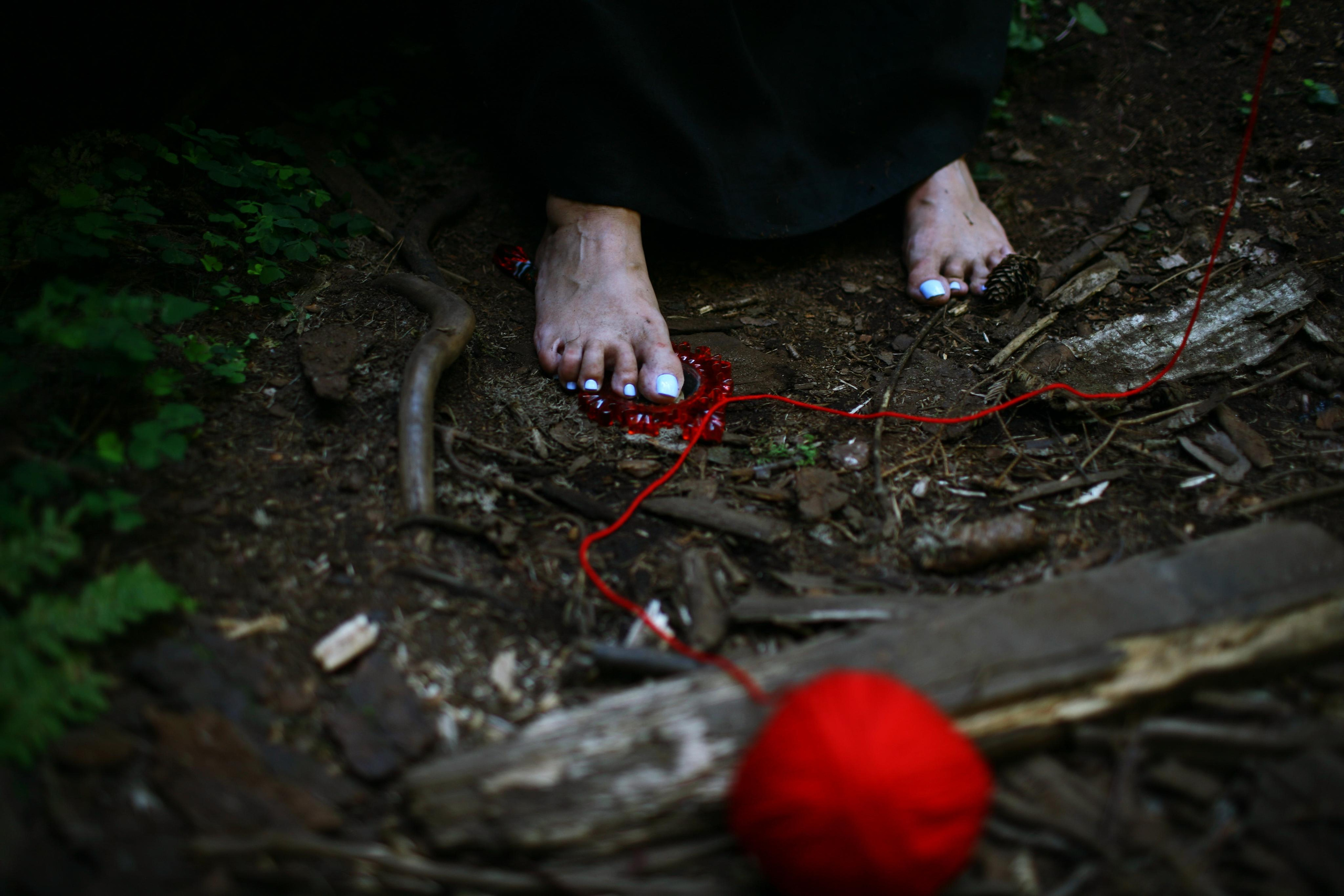 Anna, by herself. Woods and a little bit fire. Victoria Dini. Art photography in London / Folkestone, UK