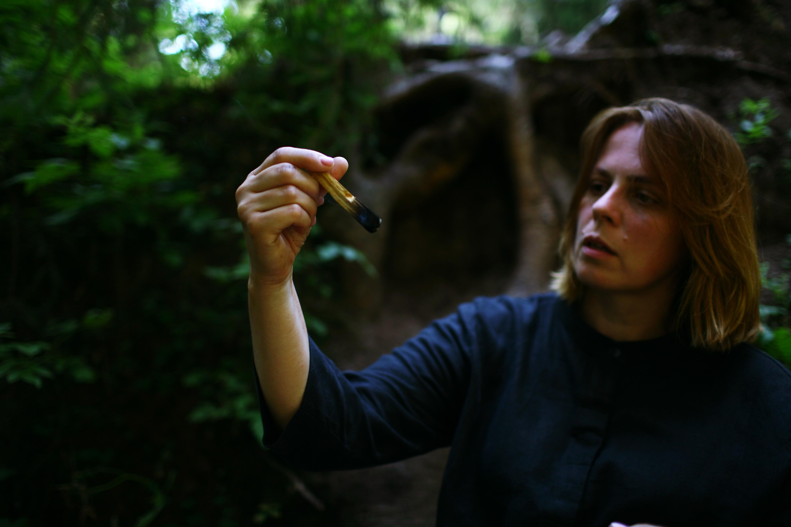 Anna, by herself. Woods and a little bit fire. Victoria Dini. Art photography in London / Folkestone, UK