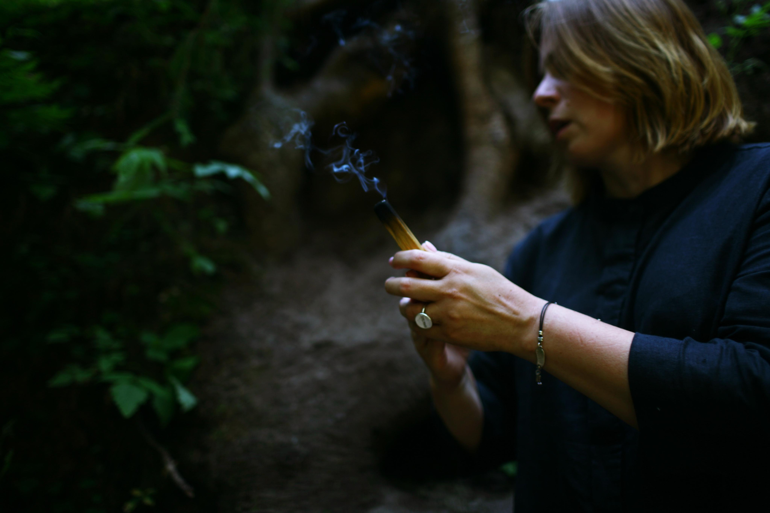Anna, by herself. Woods and a little bit fire. Victoria Dini. Art photography in London / Folkestone, UK