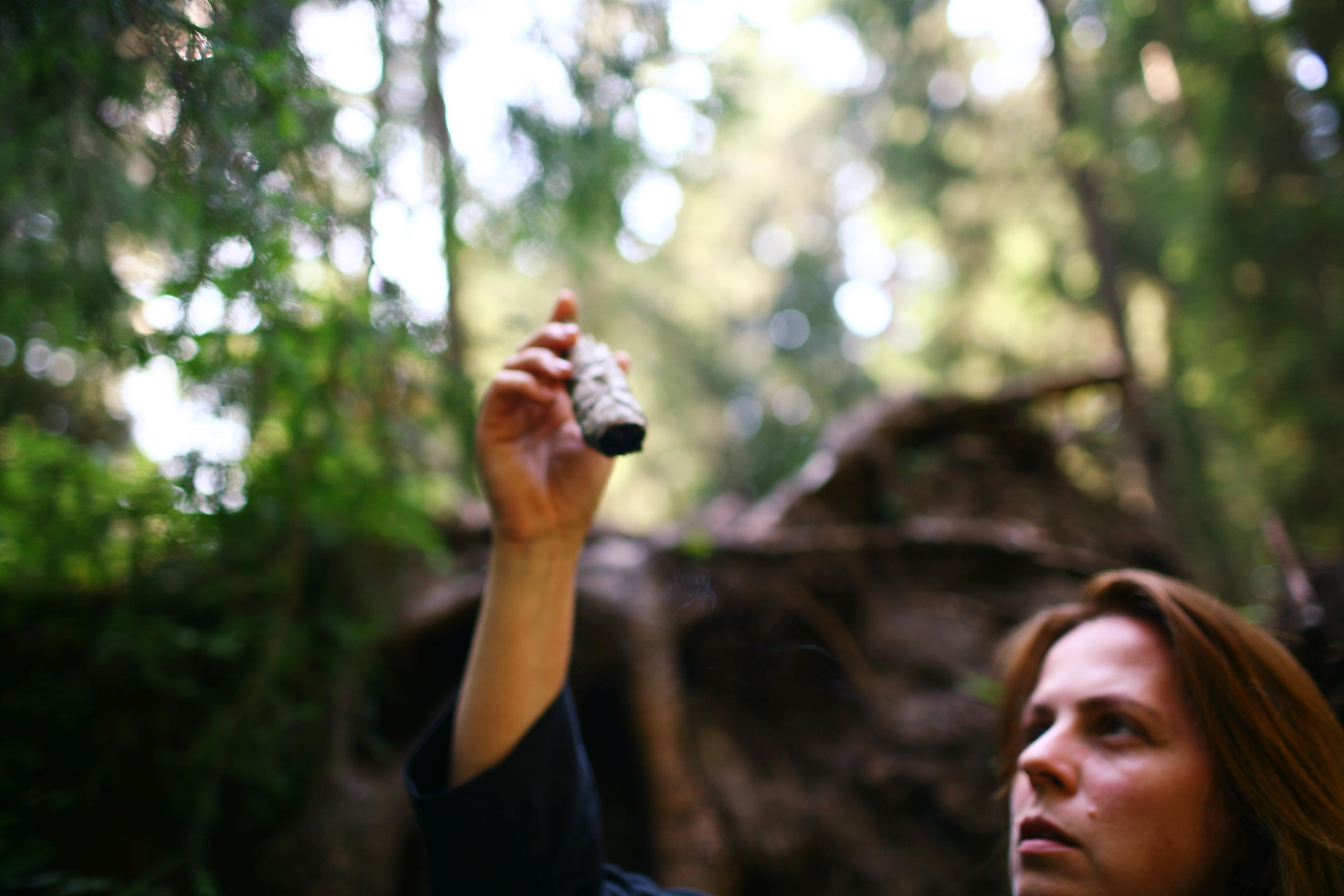 Anna, by herself. Woods and a little bit fire. Victoria Dini. Art photography in London / Folkestone, UK