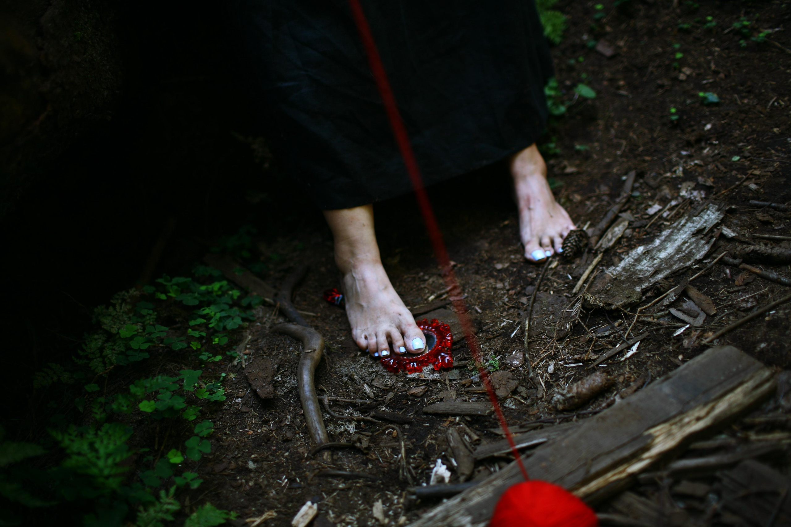 Anna, by herself. Woods and a little bit fire. Victoria Dini. Art photography in London / Folkestone, UK
