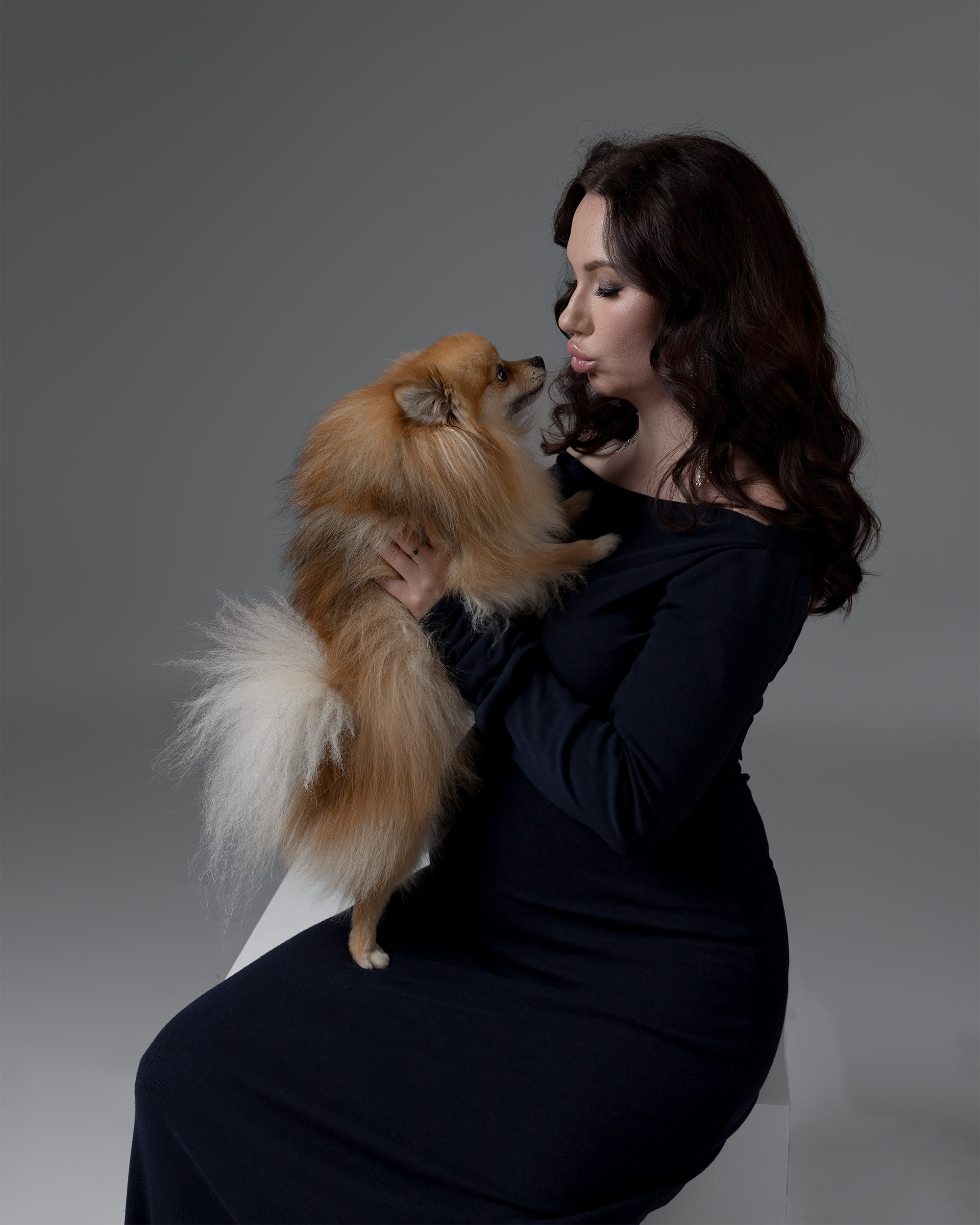 Embarazo y Maternidad sesiones de fotografía  con mascotas , sesiones de Embarazo en estudio 