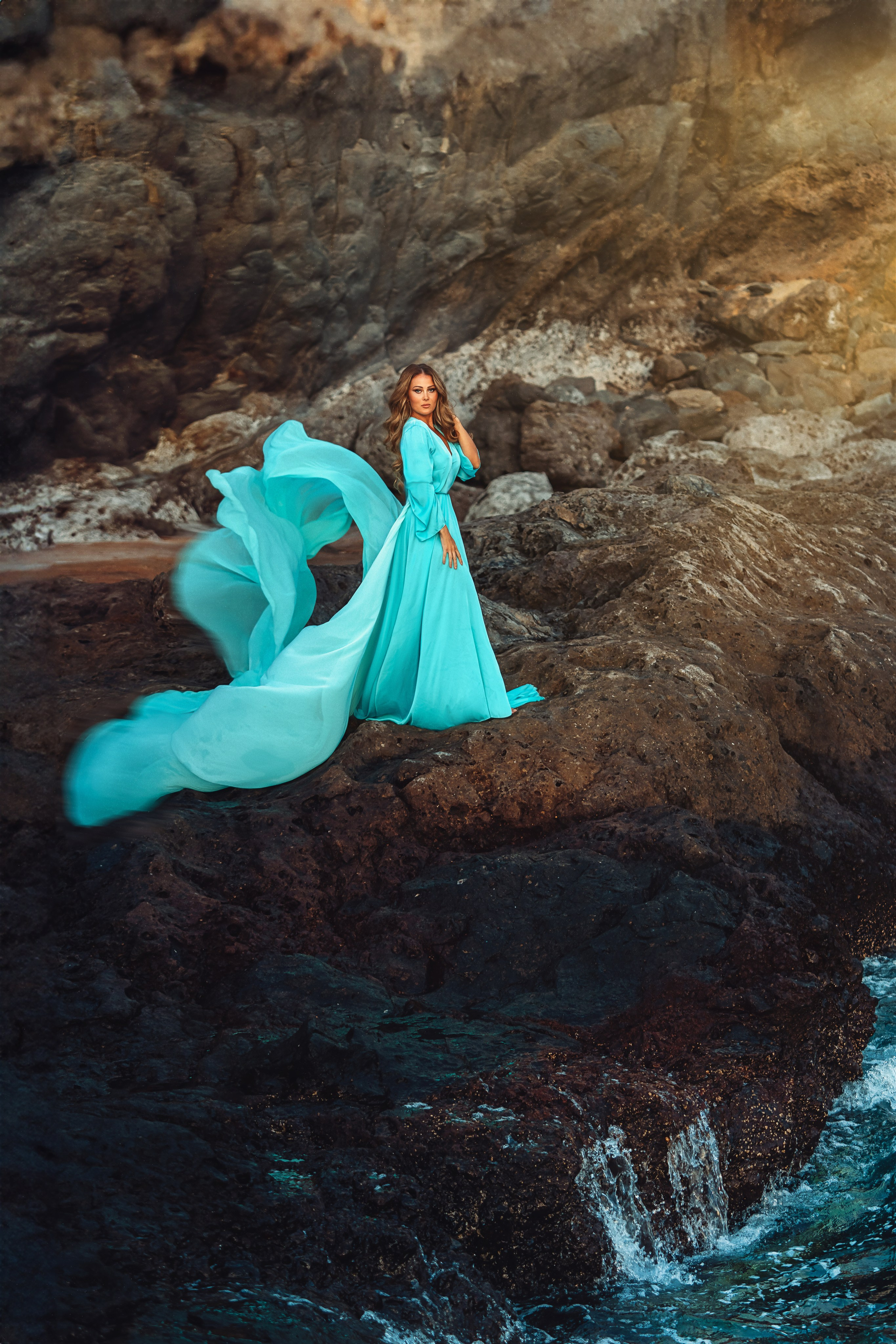 Sesion personal con el vestido volador color menta. Fotografía profesional en Tenerife Tania Bonnet