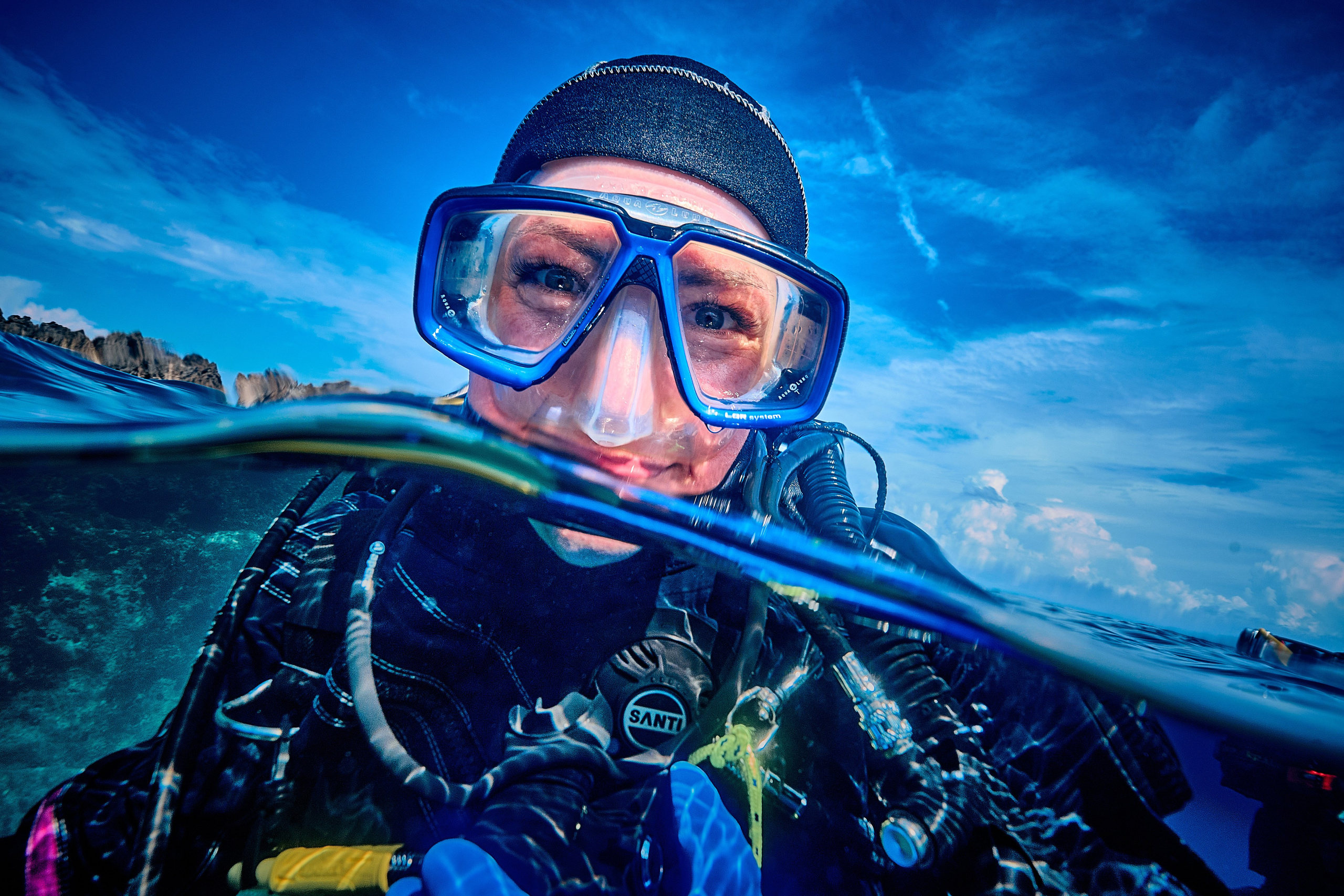 Fotograf podwodny Andriej Szypiłow. Portret podwodny. Underwater photographer Andriej Szypilow. Underwater portrait.