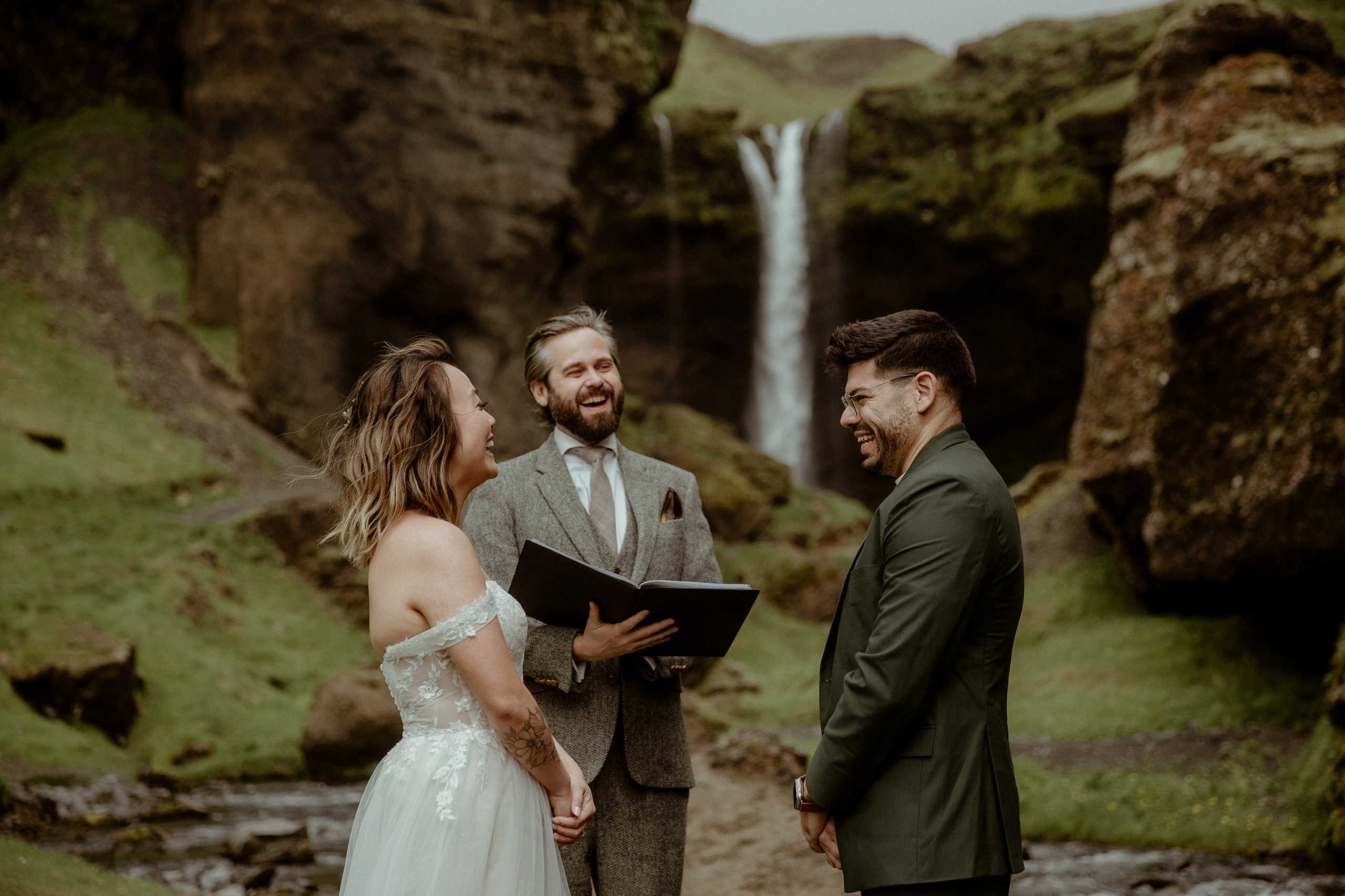 Elopement at Kvernufoss Waterfall. Iceland elopement photo and video | Nikolaichik Photo