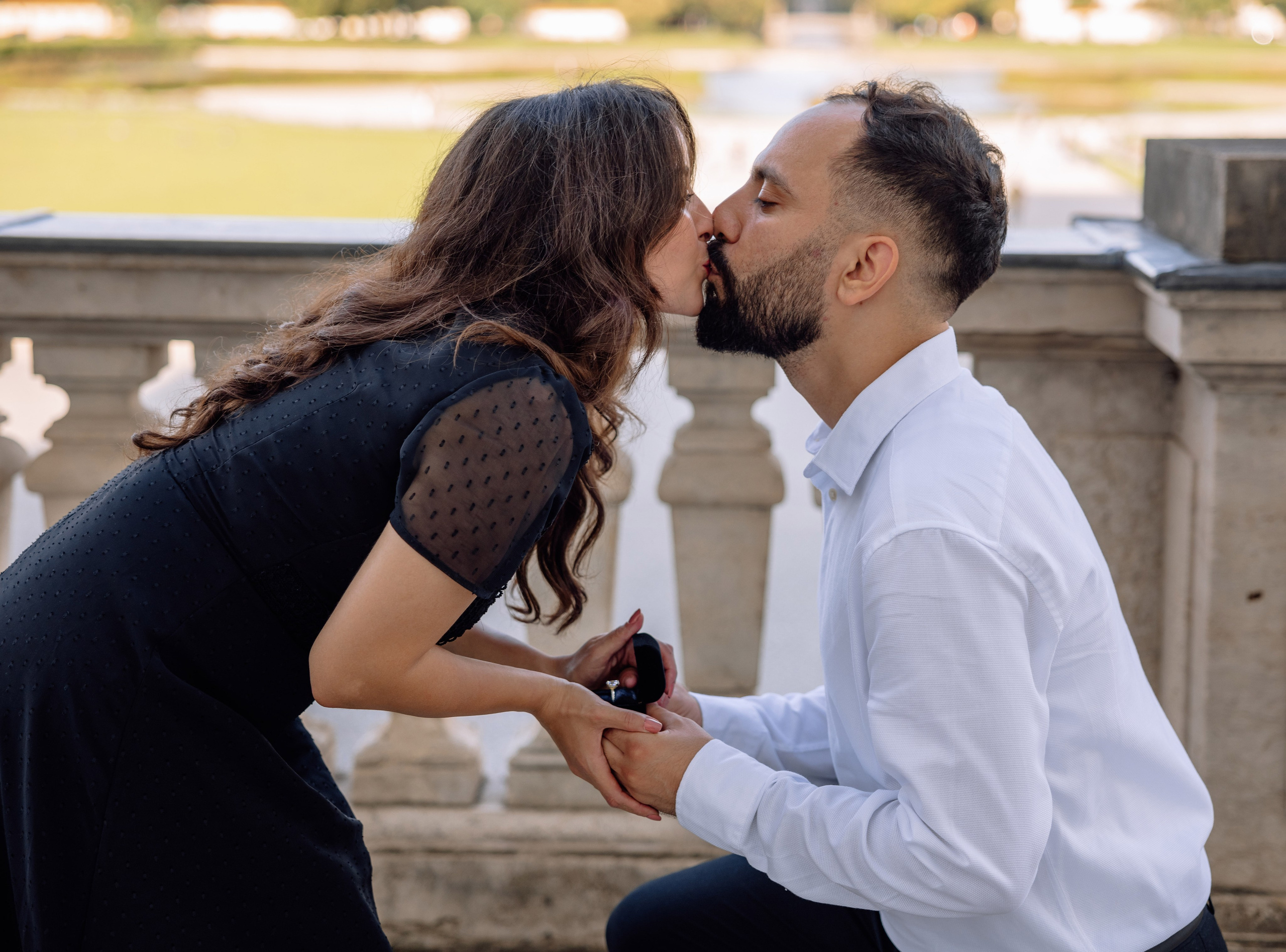 Antrag am Schloss Nymphenburg. Hochzeitsfotograf München Taufe Familienfotograf Tanja Mauke