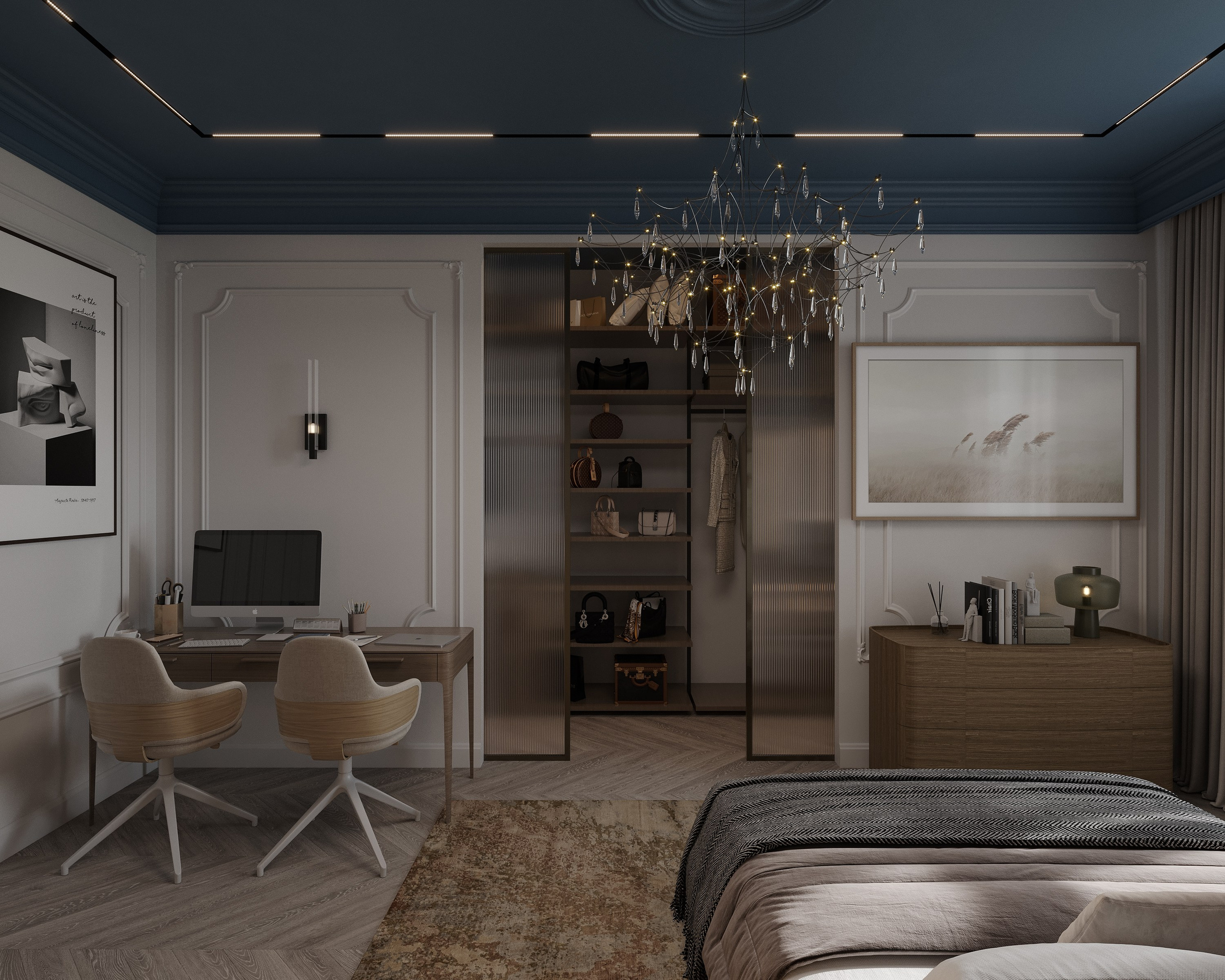 Ložnice s šatnou. Filipenka architects