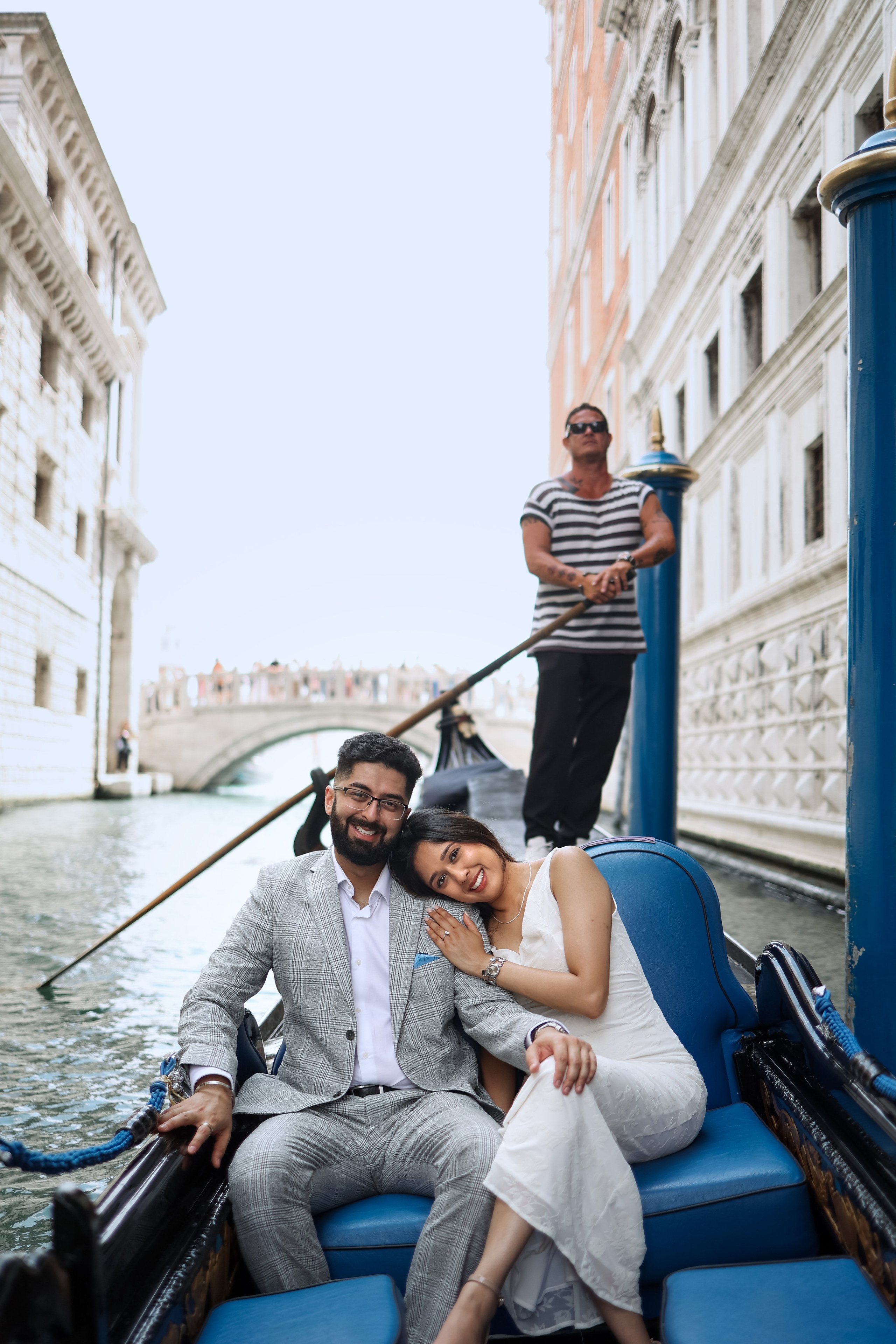 Romantic couple photo on a gondola ride 