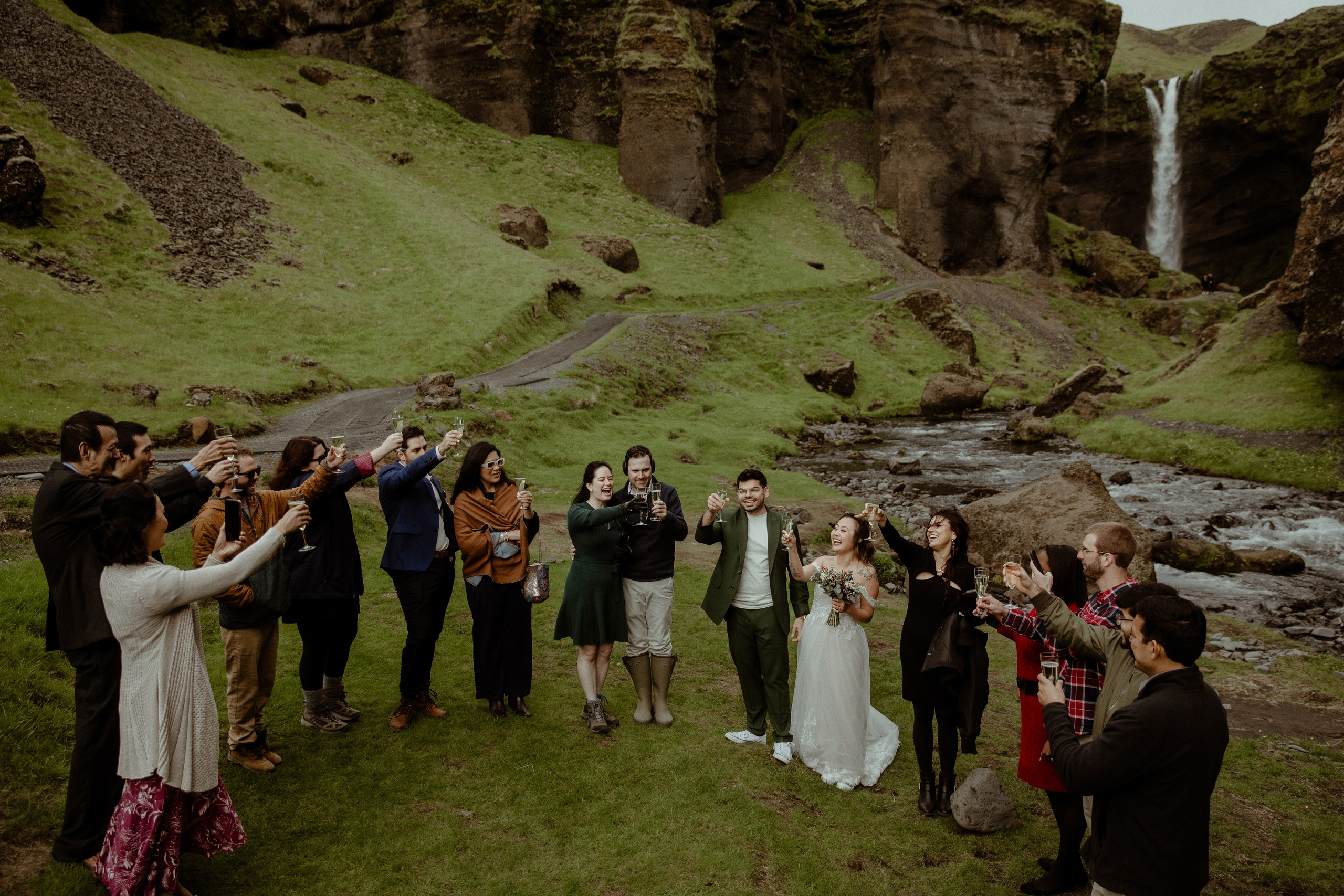 Elopement at Kvernufoss Waterfall. Iceland elopement photo and video | Nikolaichik Photo
