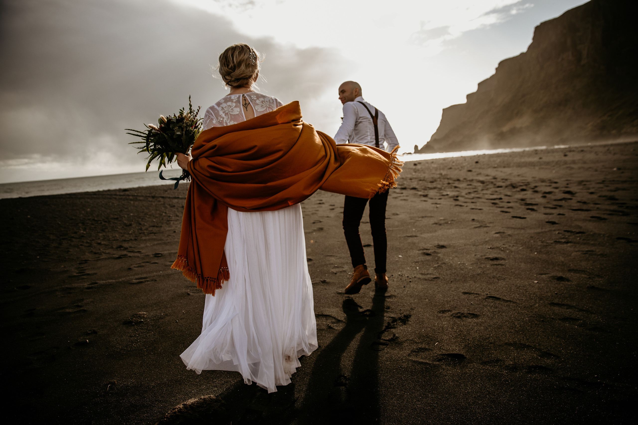 wedding at black sand beach Iceland