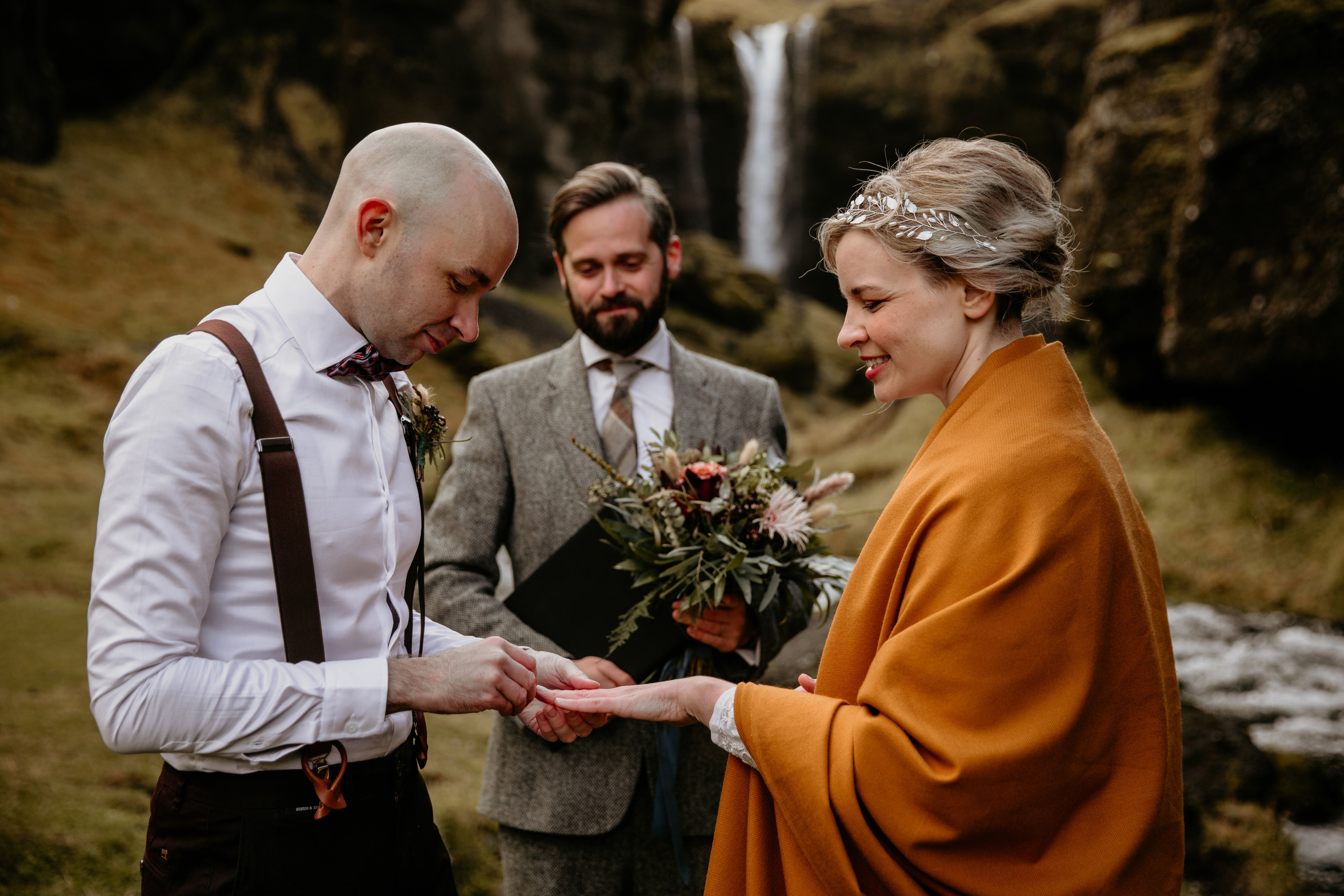 secret waterfall ceremony in Iceland