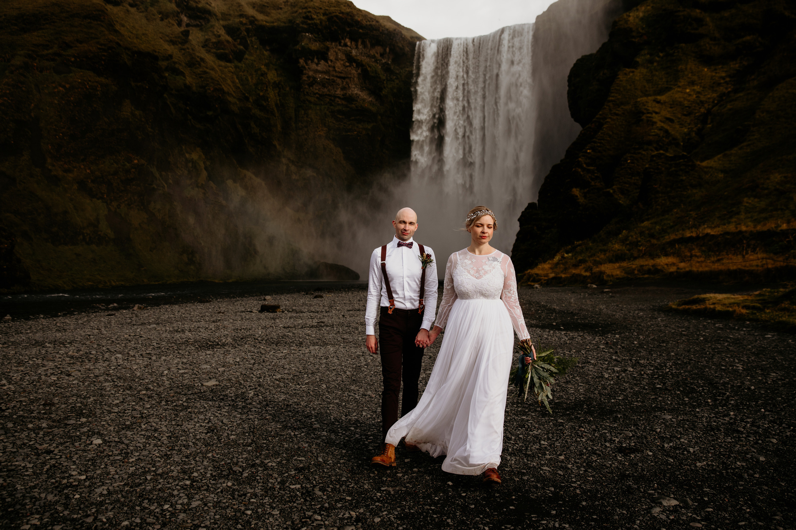 wedding Skogafoss waterfall