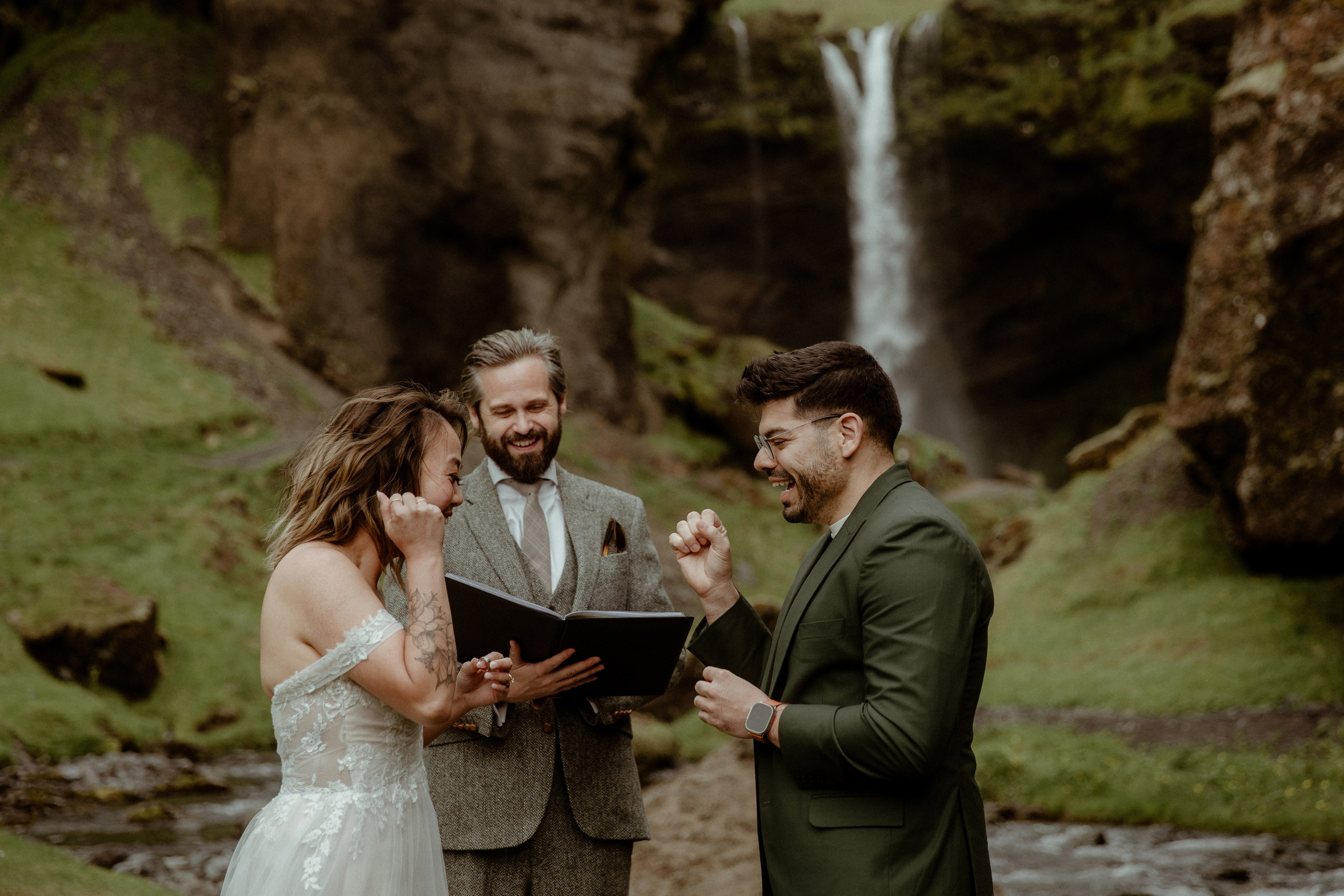 Elopement at Kvernufoss Waterfall. Iceland elopement photo and video | Nikolaichik Photo