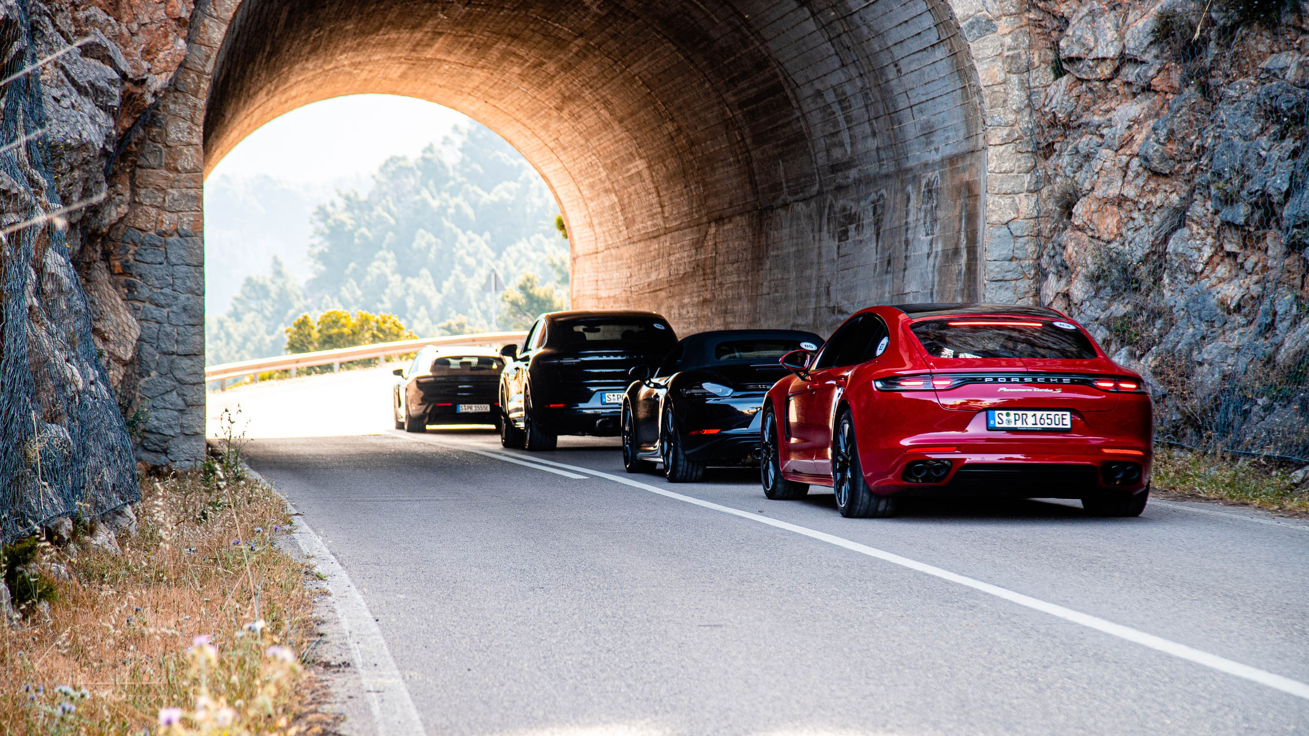 Porsche driving in Mallorca during car Presentation, we love to work with Car companies
