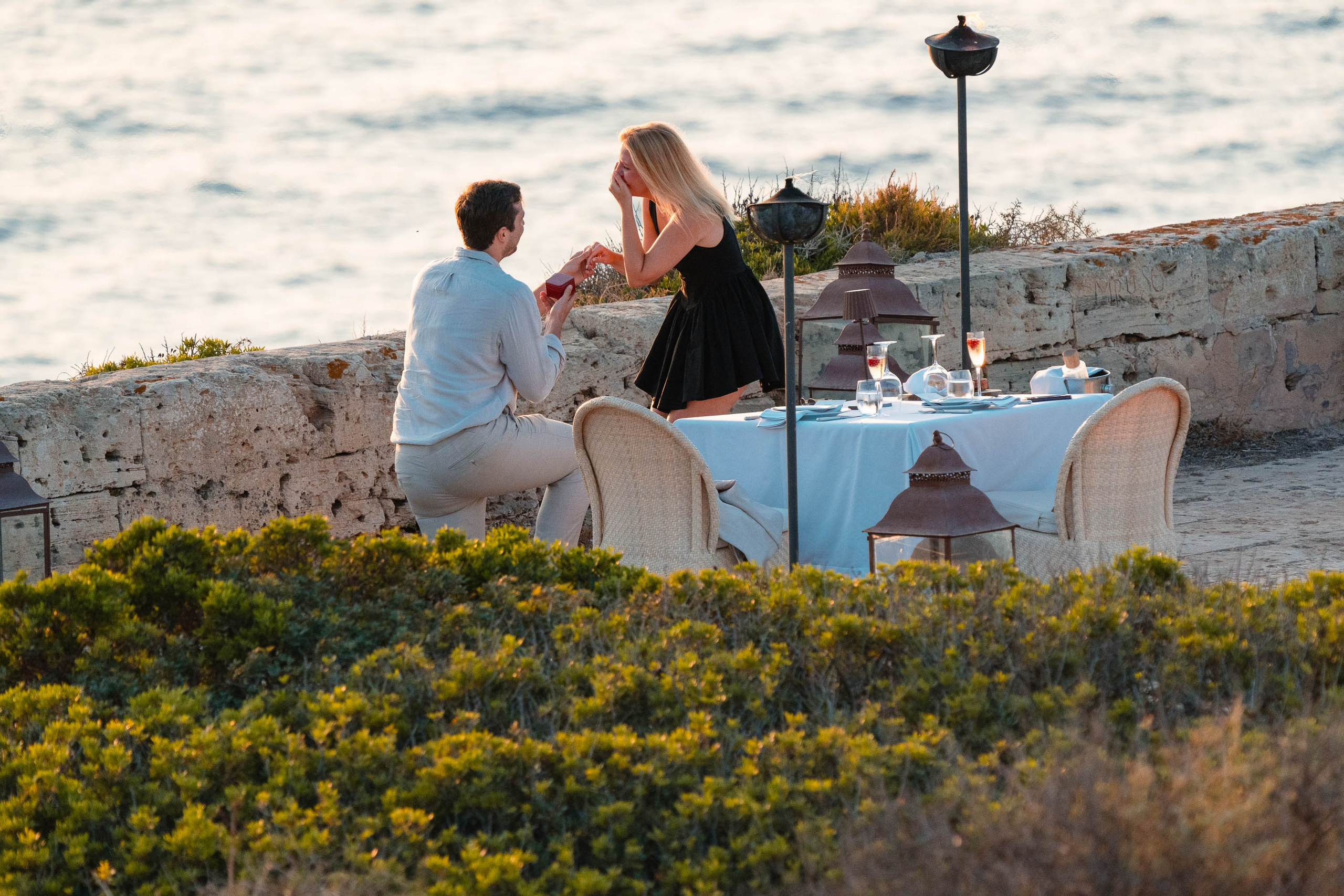 Perfect Marriage Proposal at Cap Rocat Hotel. Mallorca Wedding, Corporate & Social Photographer