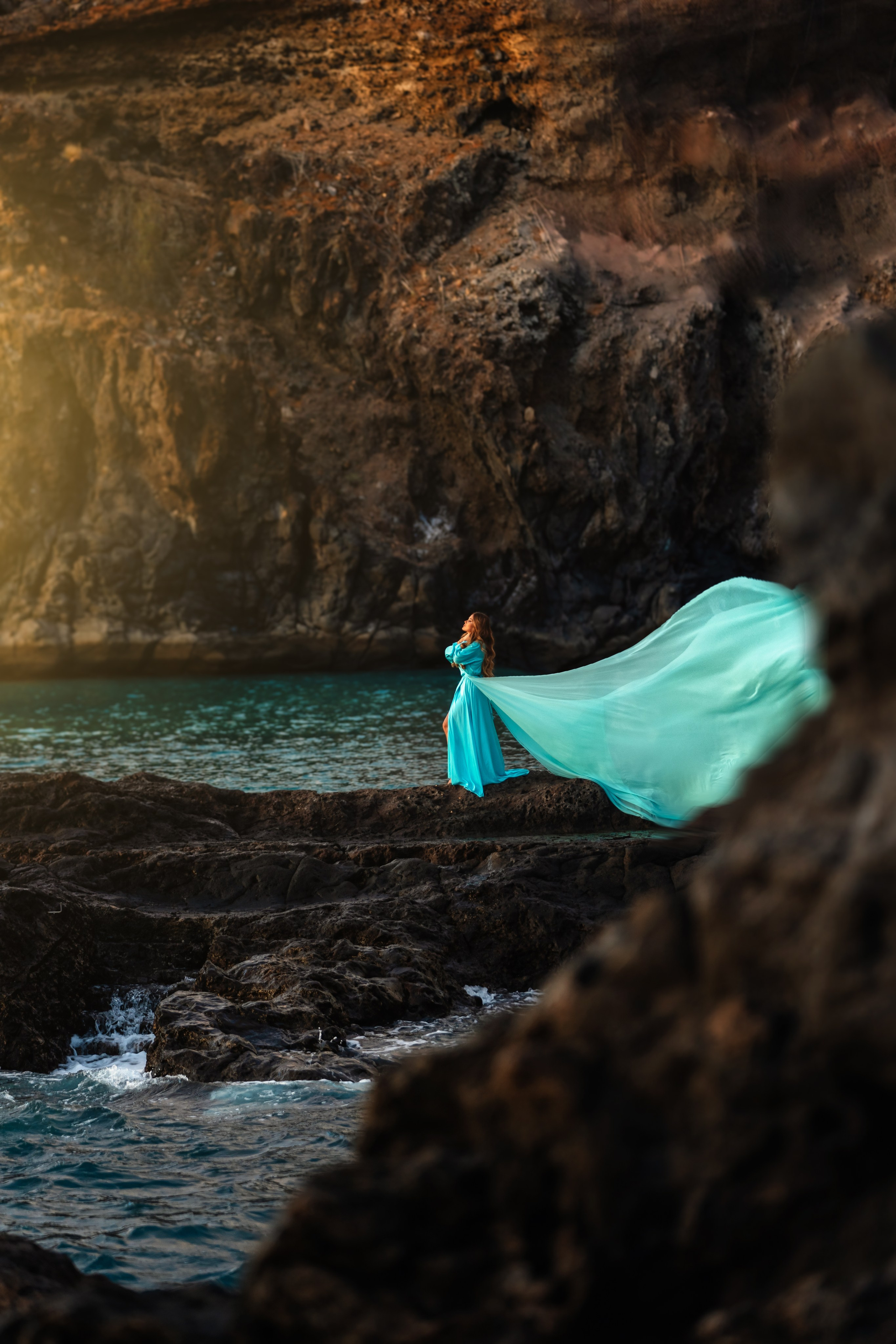 Sesion personal con el vestido volador color menta. Fotografía profesional en Tenerife Tania Bonnet