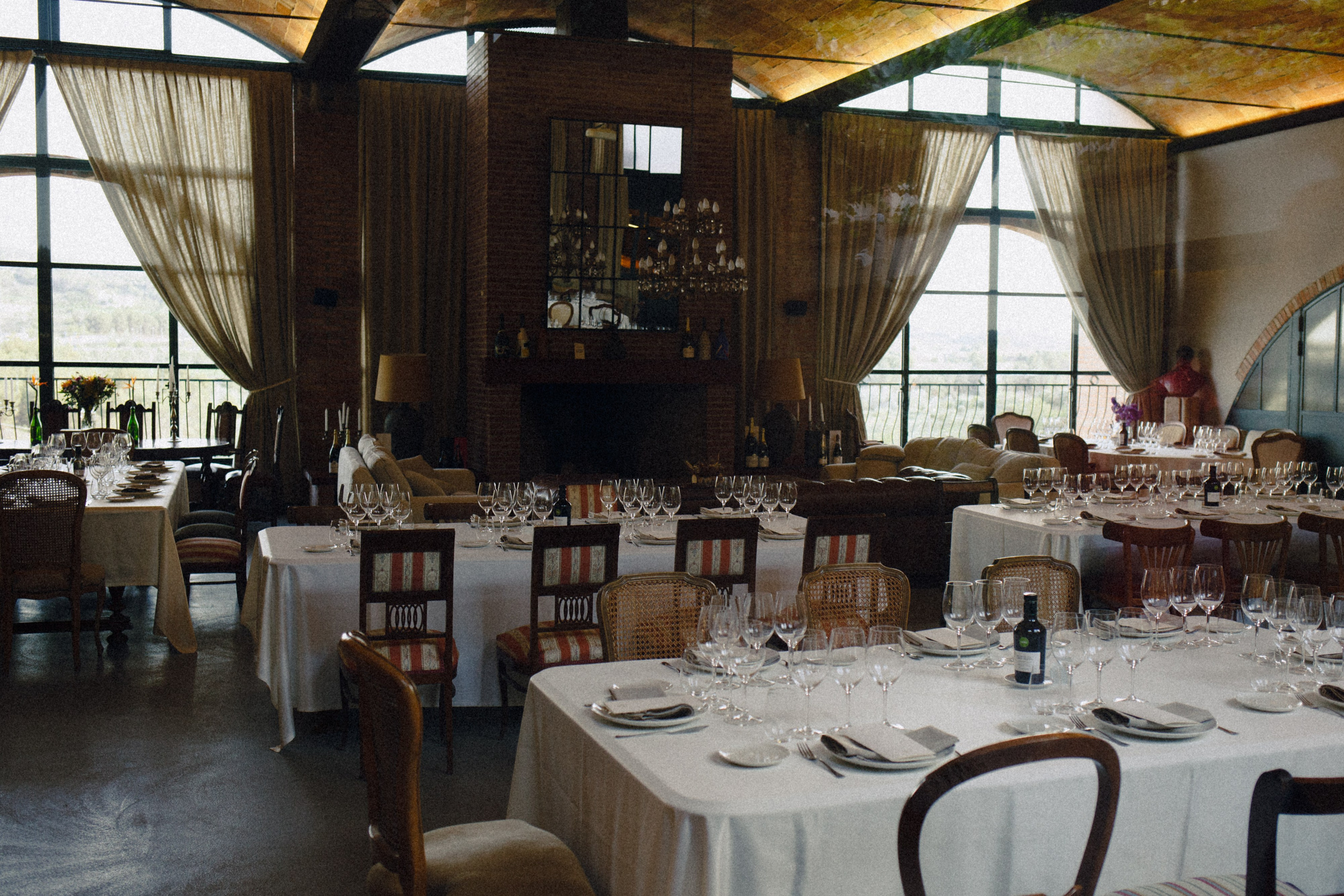 Intimate wine and dinner event setup at Gramona winery