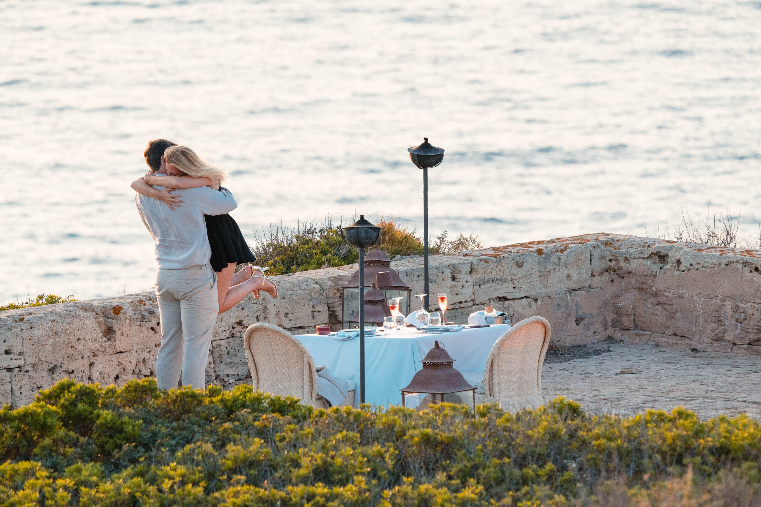 Perfect Marriage Proposal at Cap Rocat Hotel. Mallorca Wedding, Corporate & Social Photographer