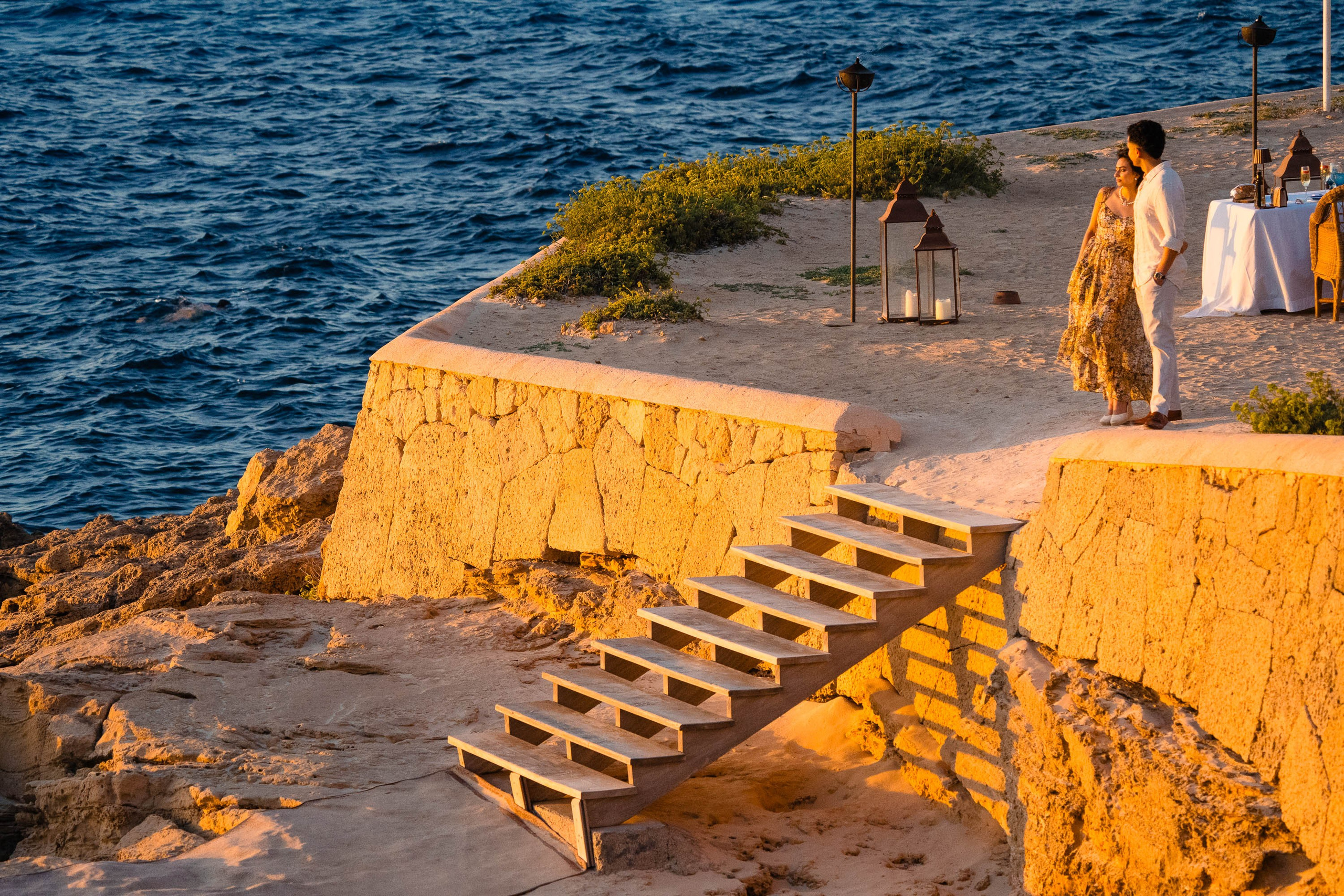 Dusk Wedding Proposal in Cap Rocat with UK clients. Mallorca Wedding, Corporate & Social Photographer