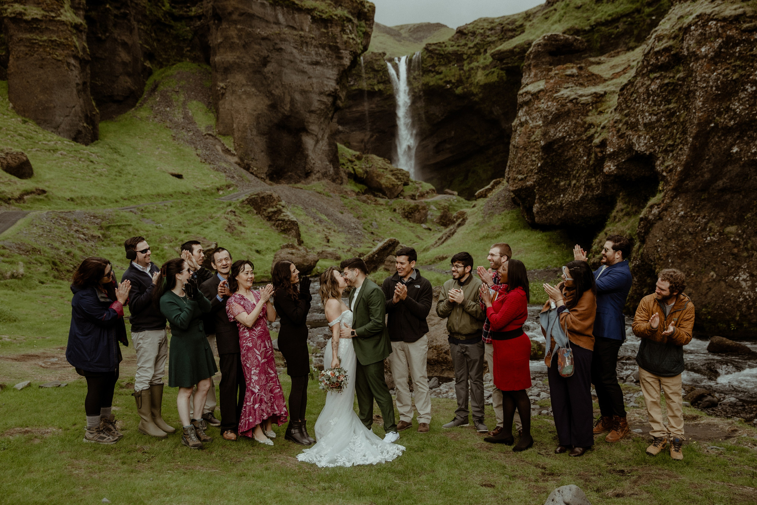 Elopement at Kvernufoss Waterfall. Iceland elopement photo and video | Nikolaichik Photo