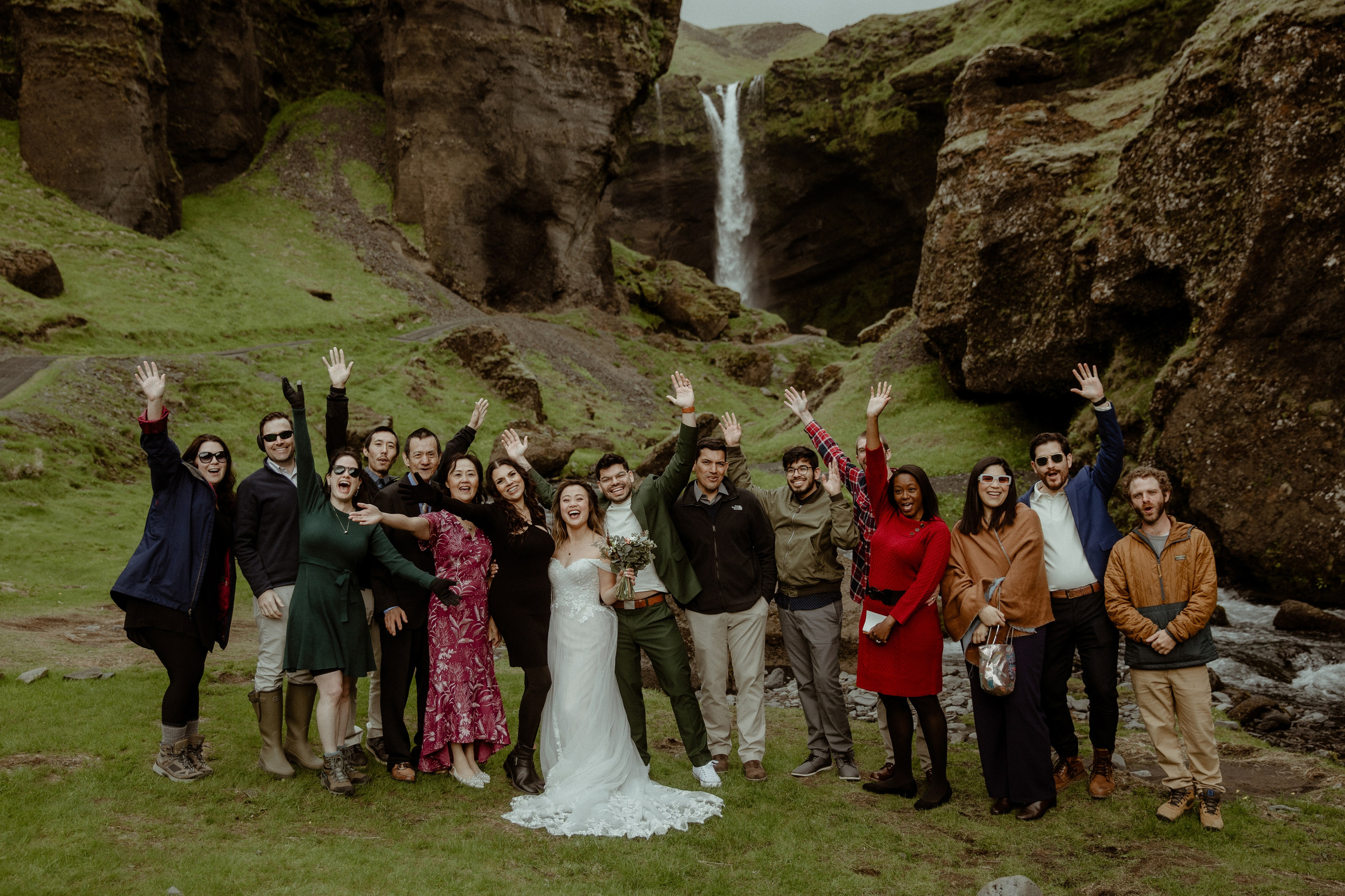 Elopement at Kvernufoss Waterfall. Iceland elopement photo and video | Nikolaichik Photo