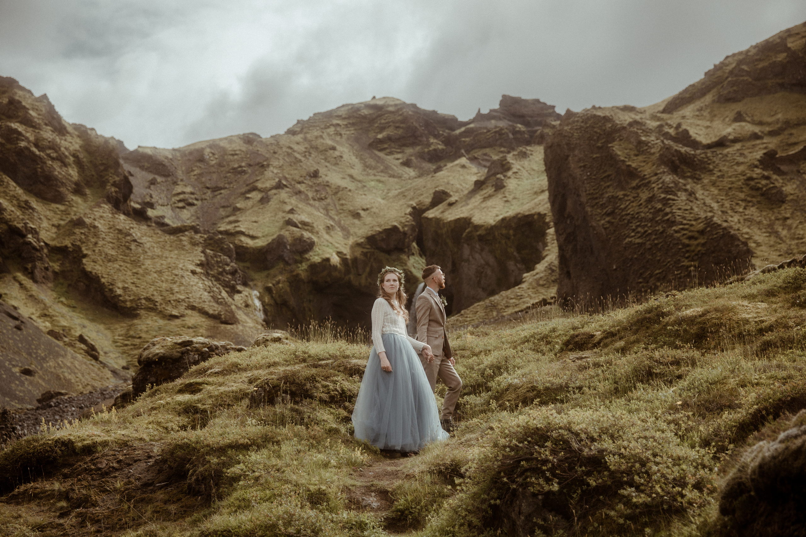 Iceland Secret Waterfall Elopement. Iceland elopement photo and video | Nikolaichik Photo