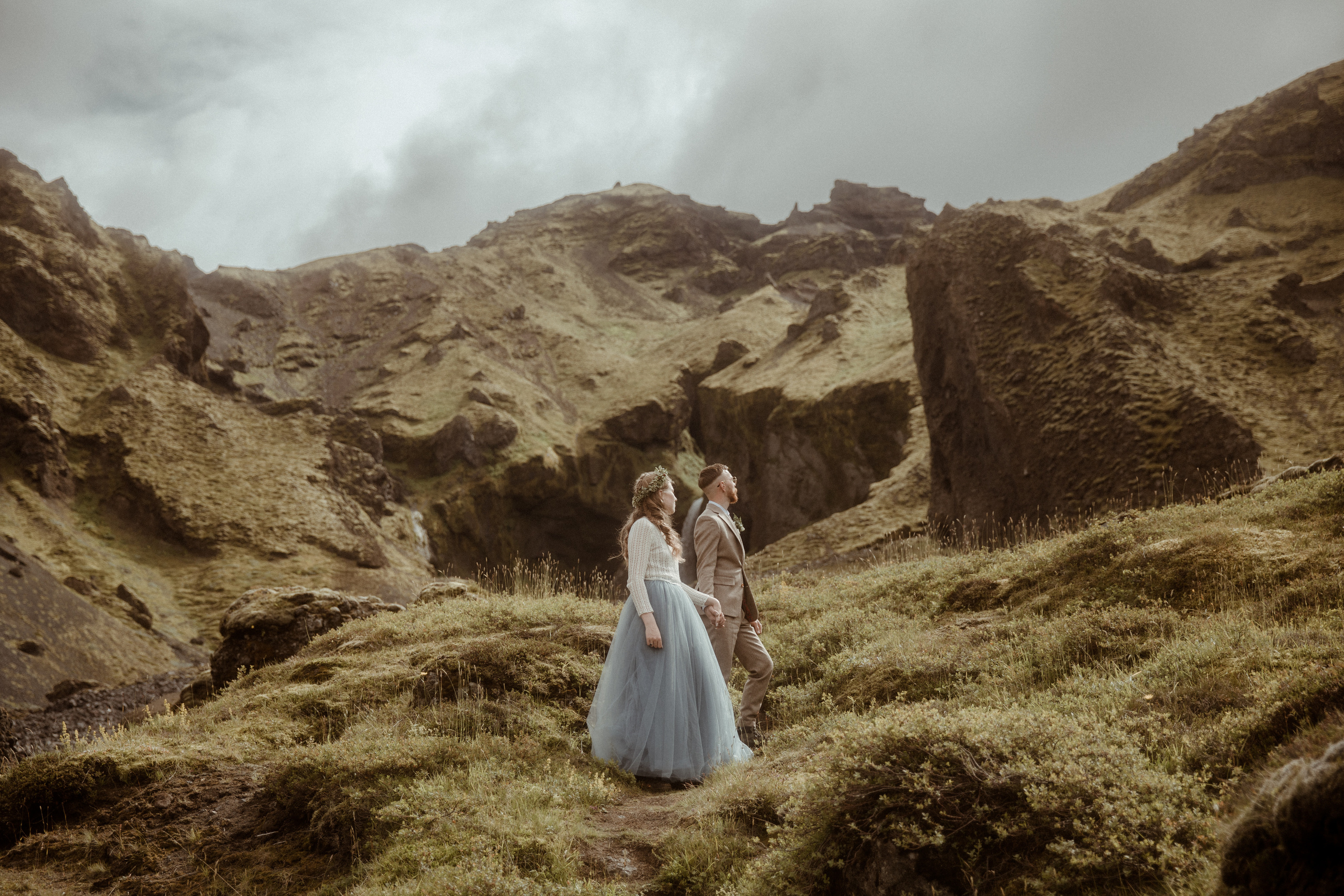 Iceland Secret Waterfall Elopement. Iceland elopement photo and video | Nikolaichik Photo
