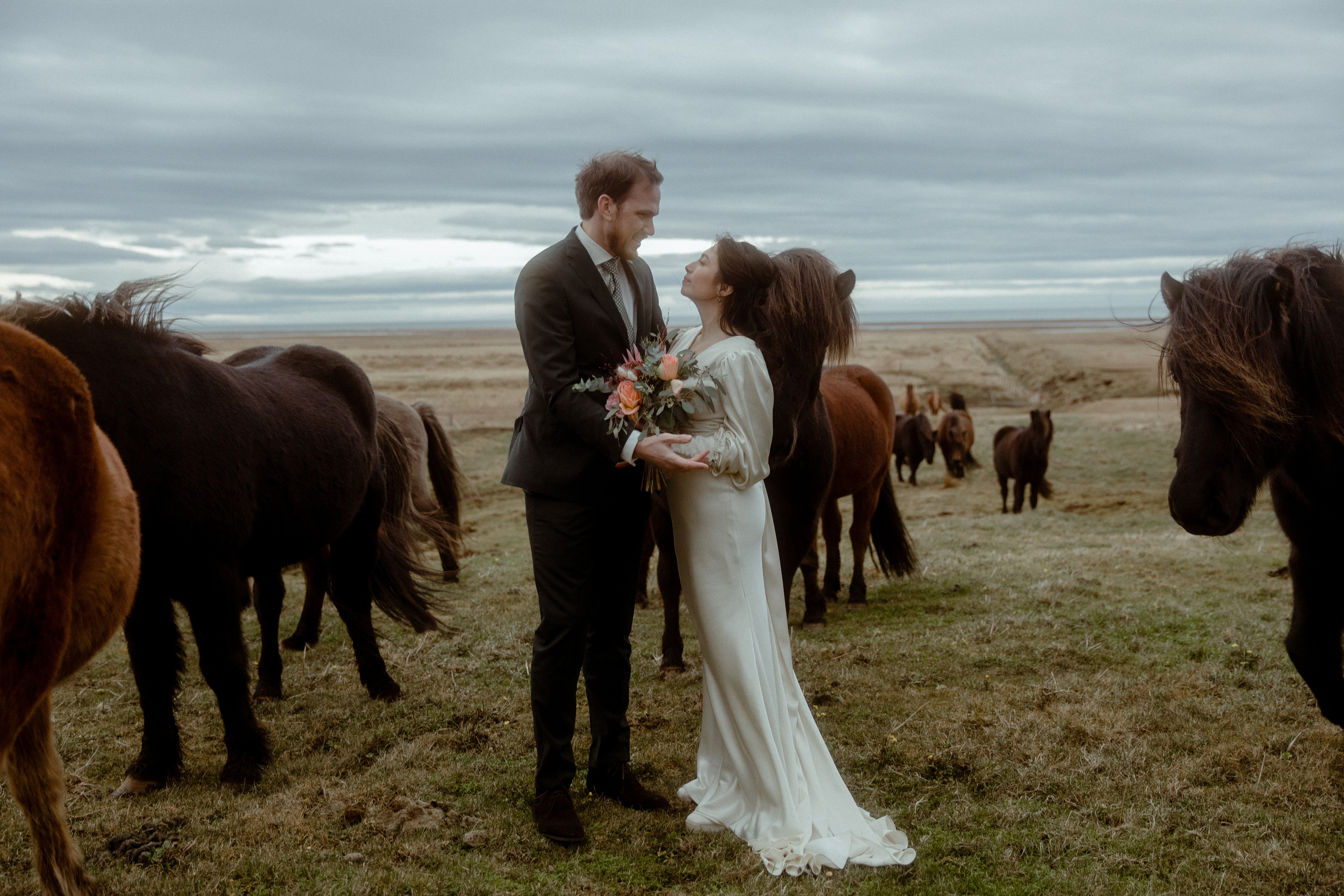 Elopement at Snaefellsnes Iceland | Wedding photos with Icelandic horses. Iceland elopement photo and video | Nikolaichik Photo