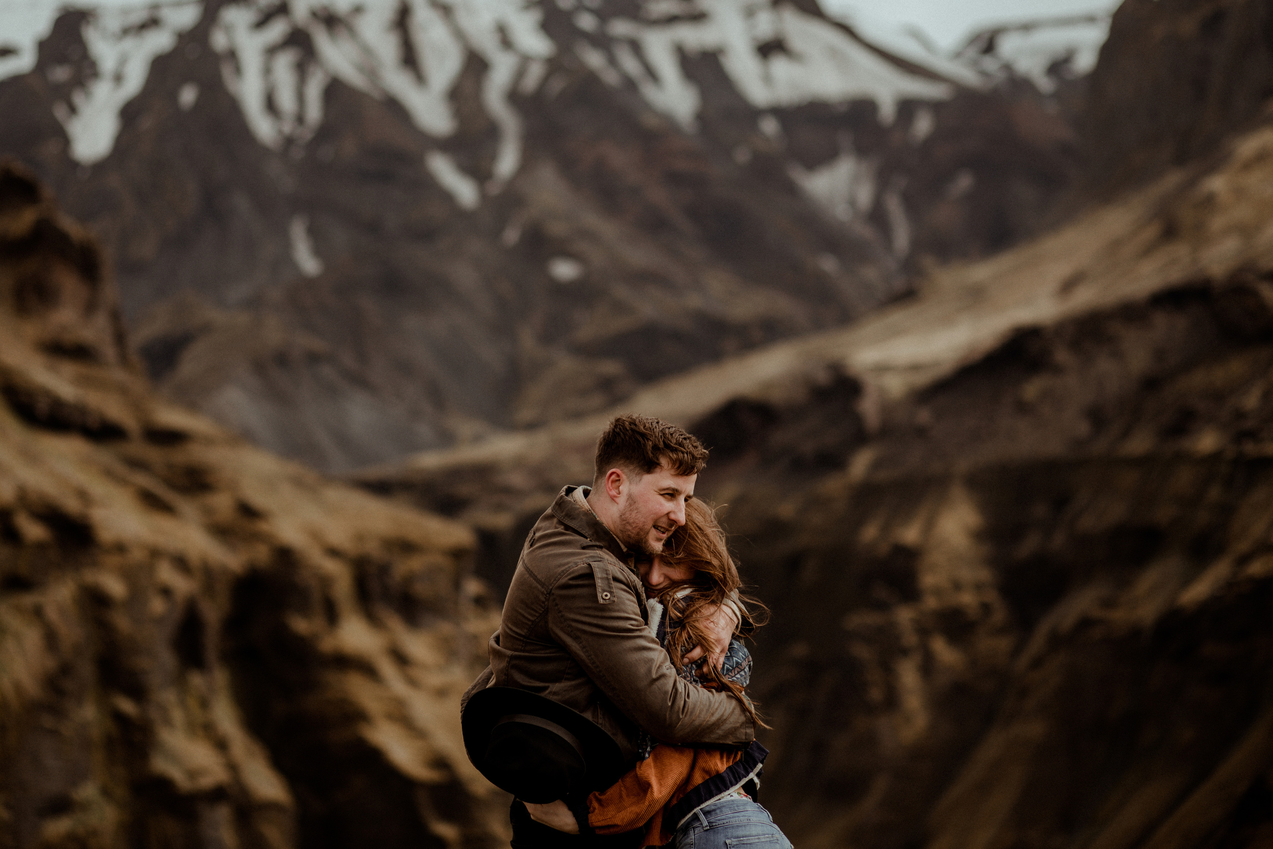 Hiking photoshoot in highlands of Iceland. Iceland elopement photographer & videographer