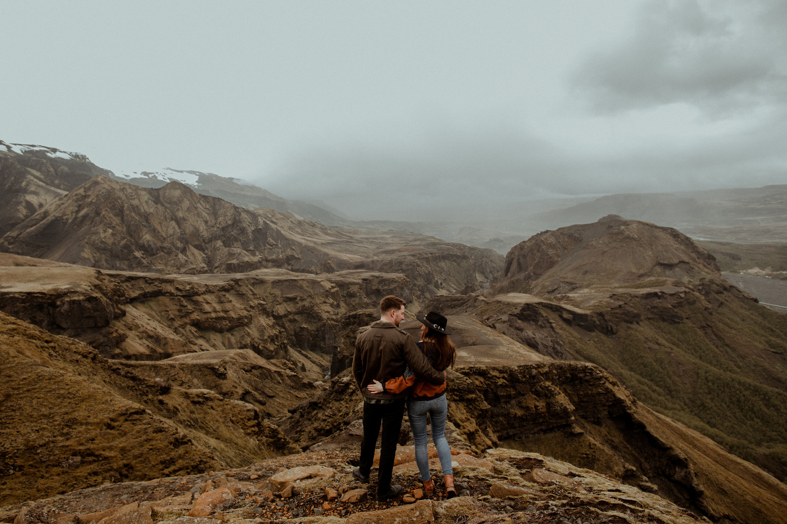 Hiking photoshoot in highlands of Iceland. Iceland elopement photographer & videographer