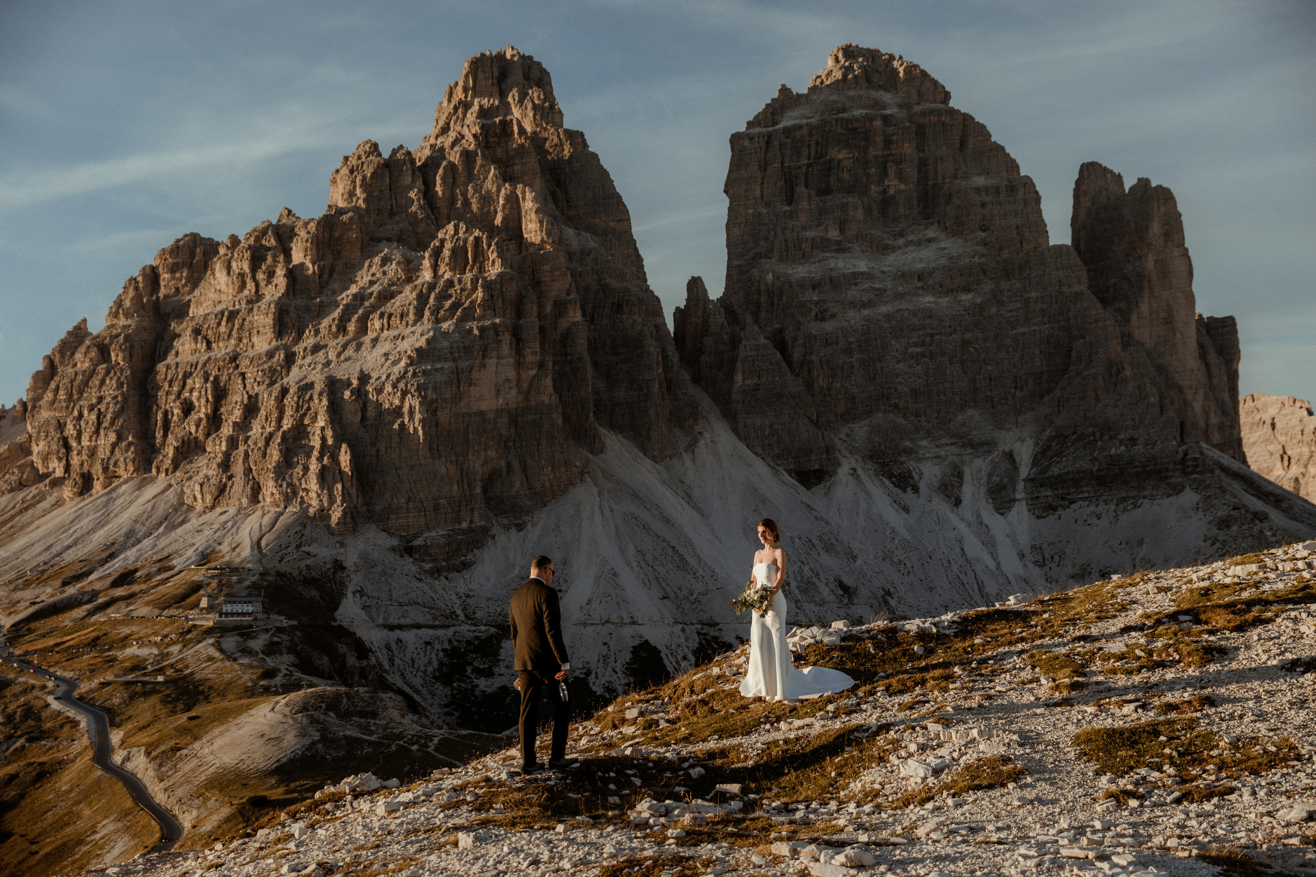 Sunrise Dolomites Elopement. Iceland elopement photographer & videographer
