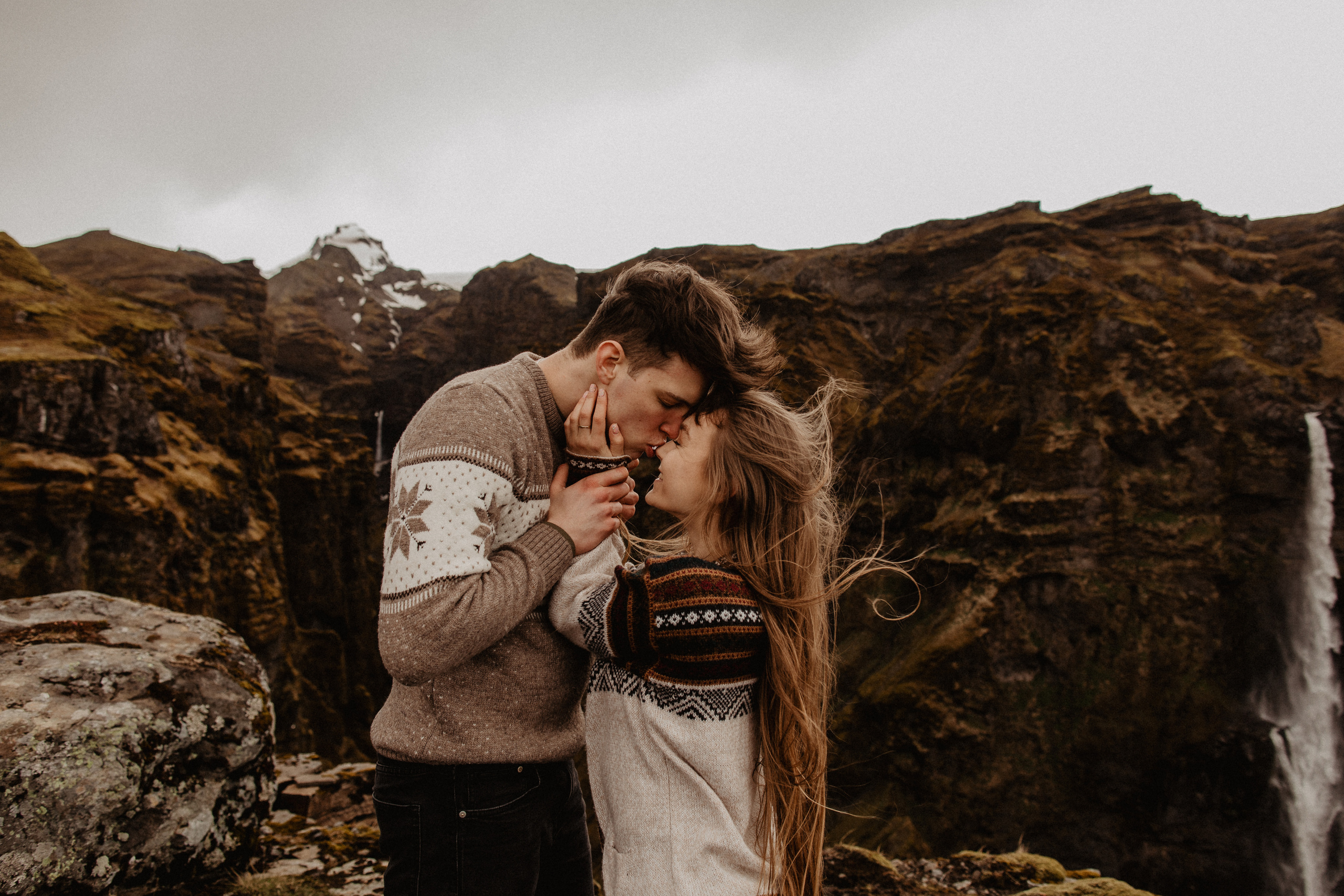 Couple photoshoot in front of volcano eruption in Iceland. Iceland elopement photo and video | Nikolaichik Photo