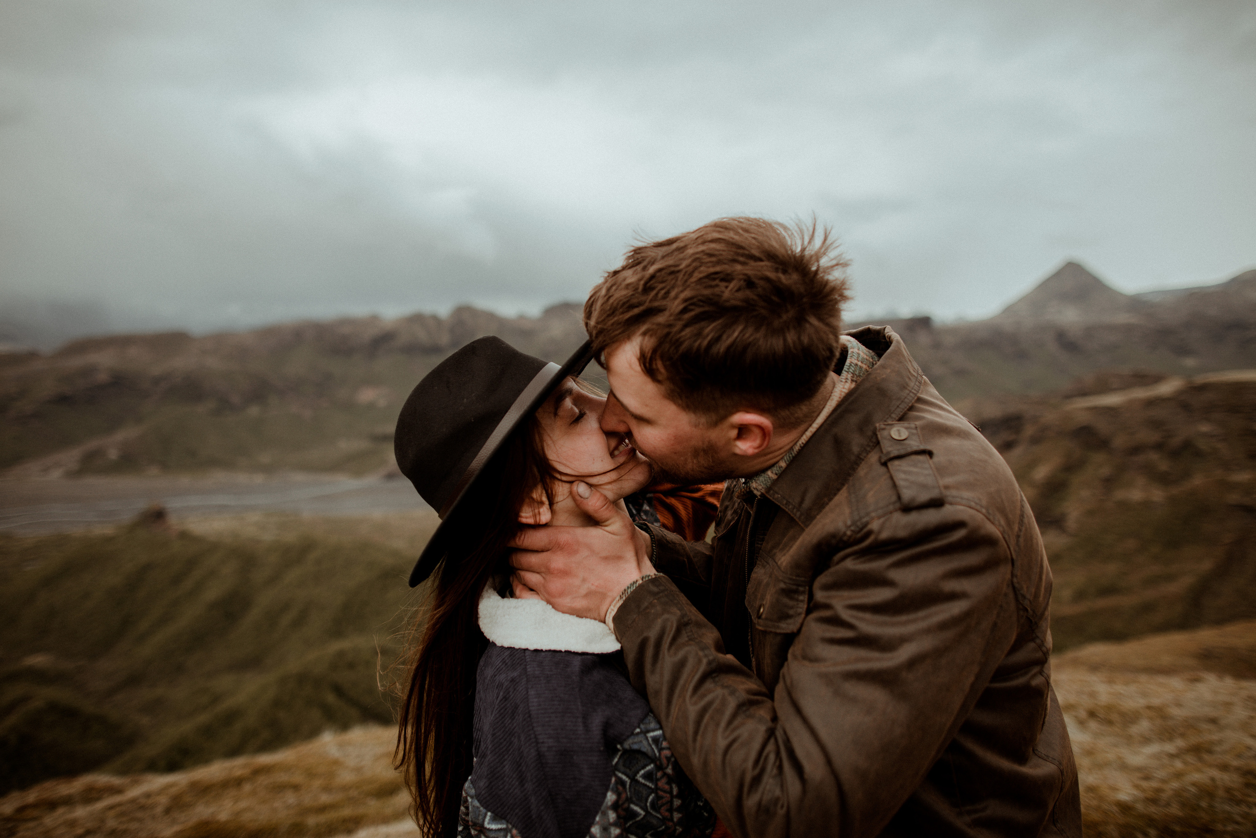 Hiking photoshoot in highlands of Iceland. Iceland elopement photographer & videographer