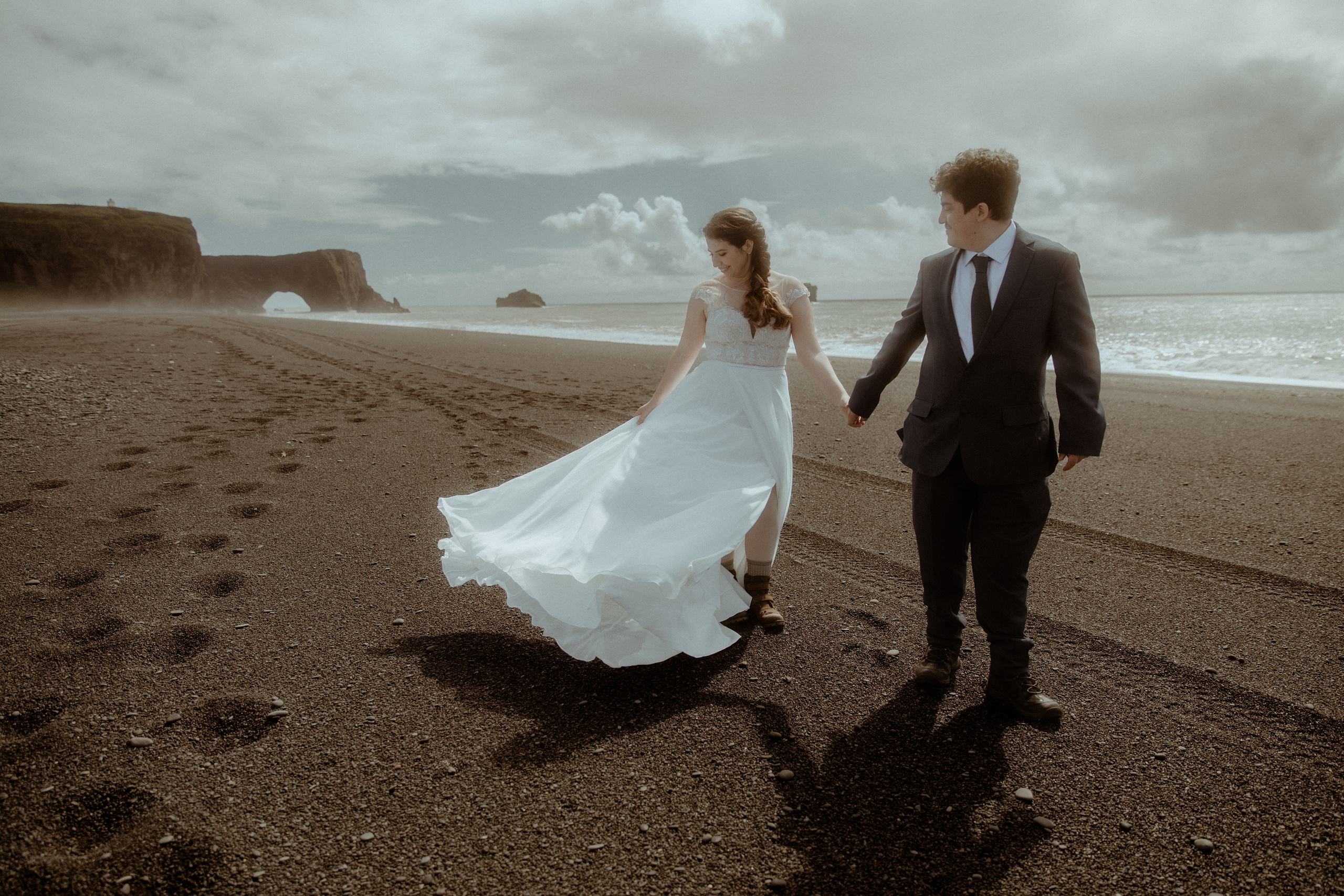 Private Black Sand Beach Elopement. Iceland elopement photographer & videographer