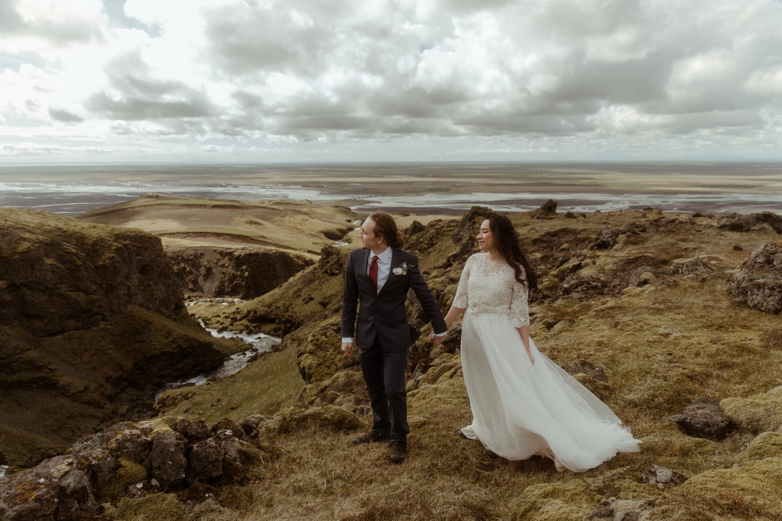 Hiking Iceland Elopement. Iceland elopement photographer & videographer