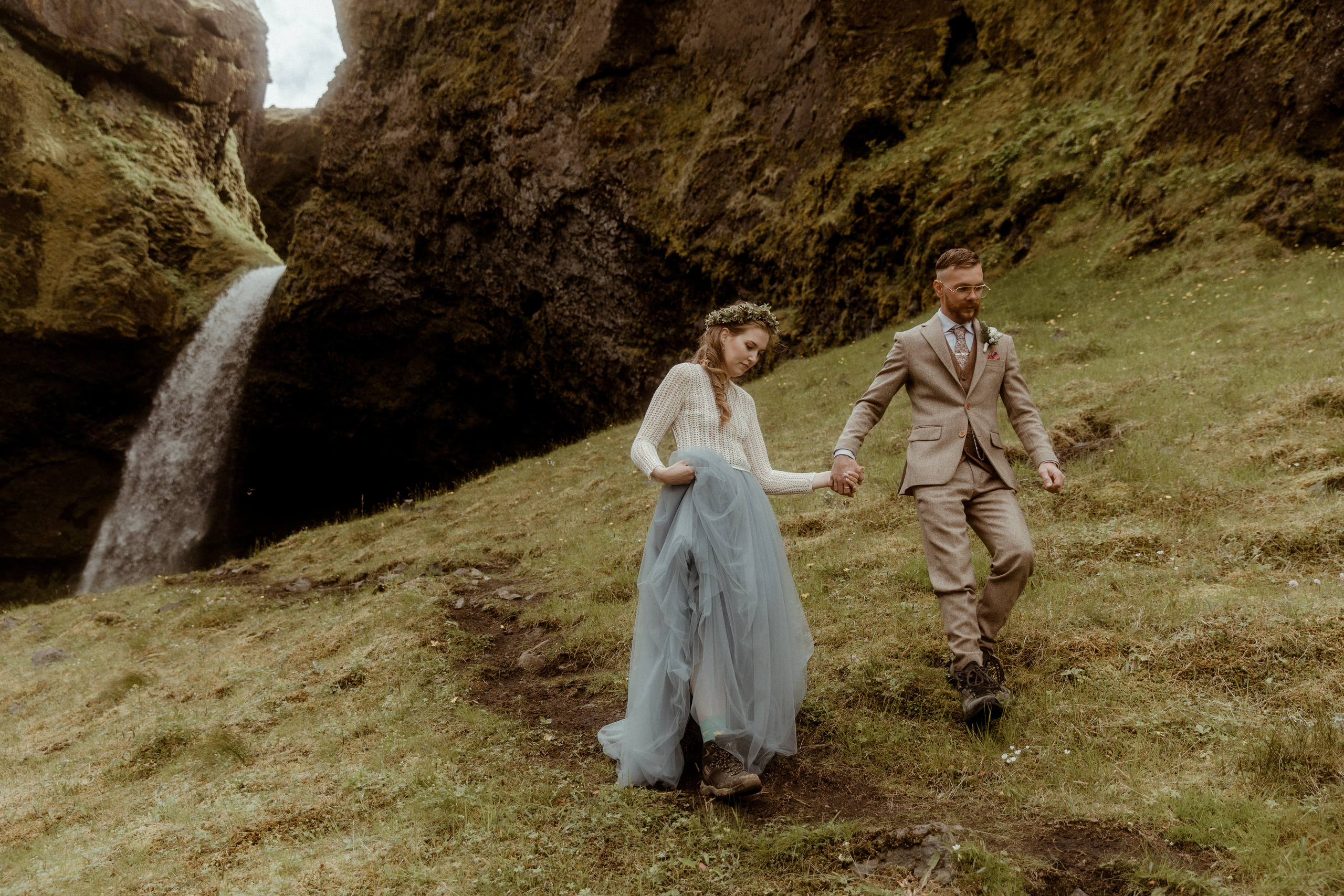 Iceland Secret Waterfall Elopement. Iceland elopement photo and video | Nikolaichik Photo