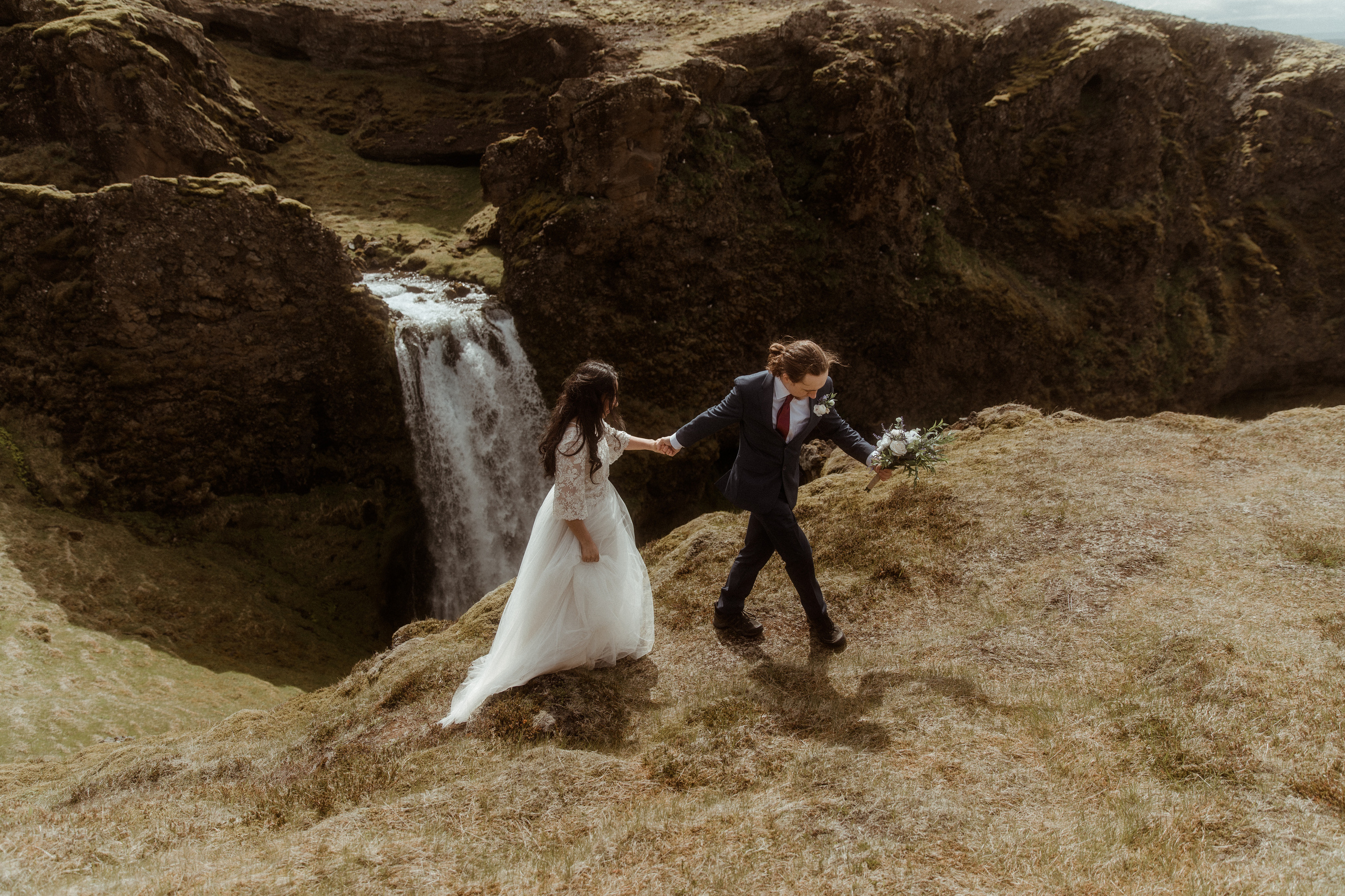 Hiking Iceland Elopement. Iceland elopement photographer & videographer