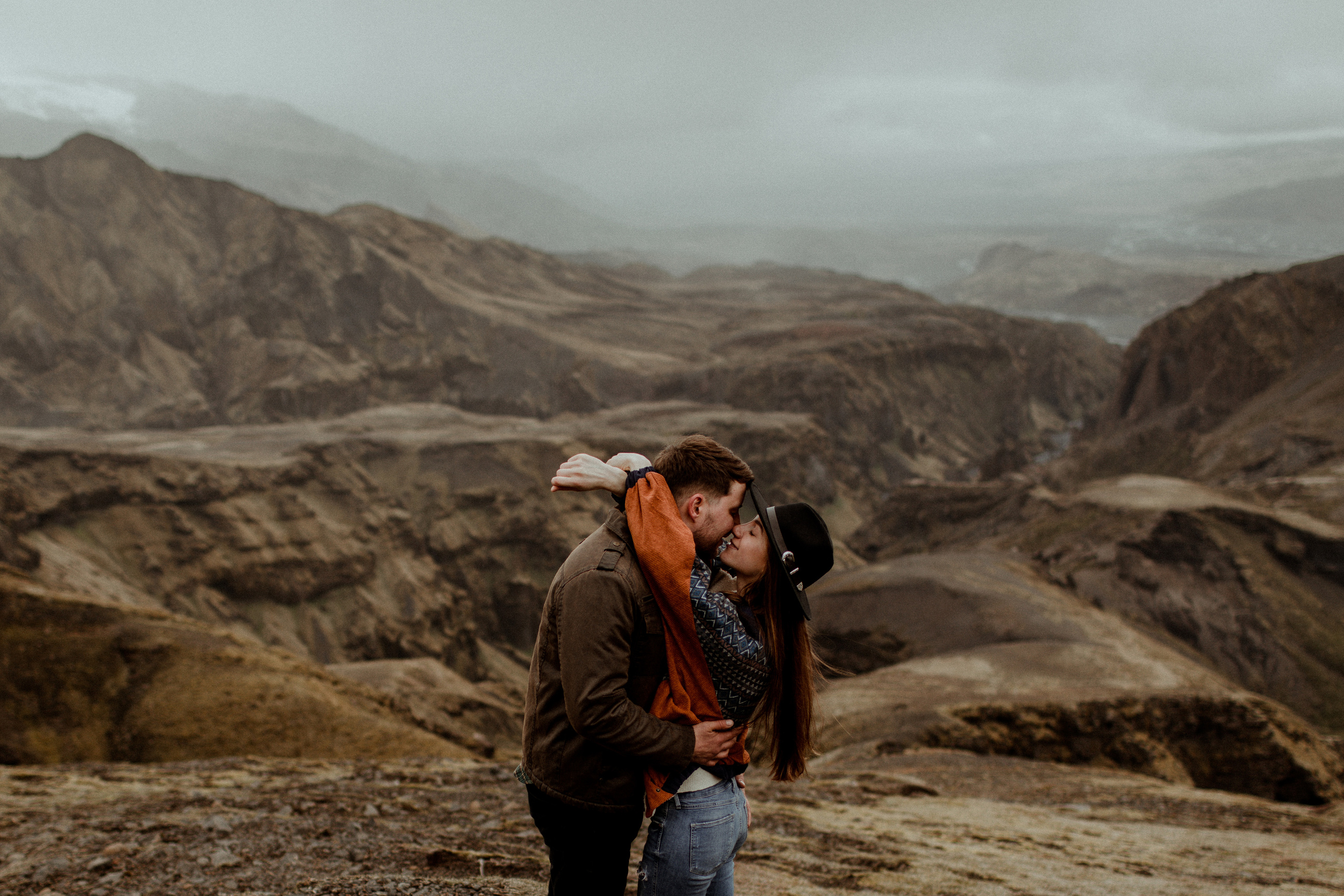 Hiking photoshoot in highlands of Iceland. Iceland elopement photographer & videographer