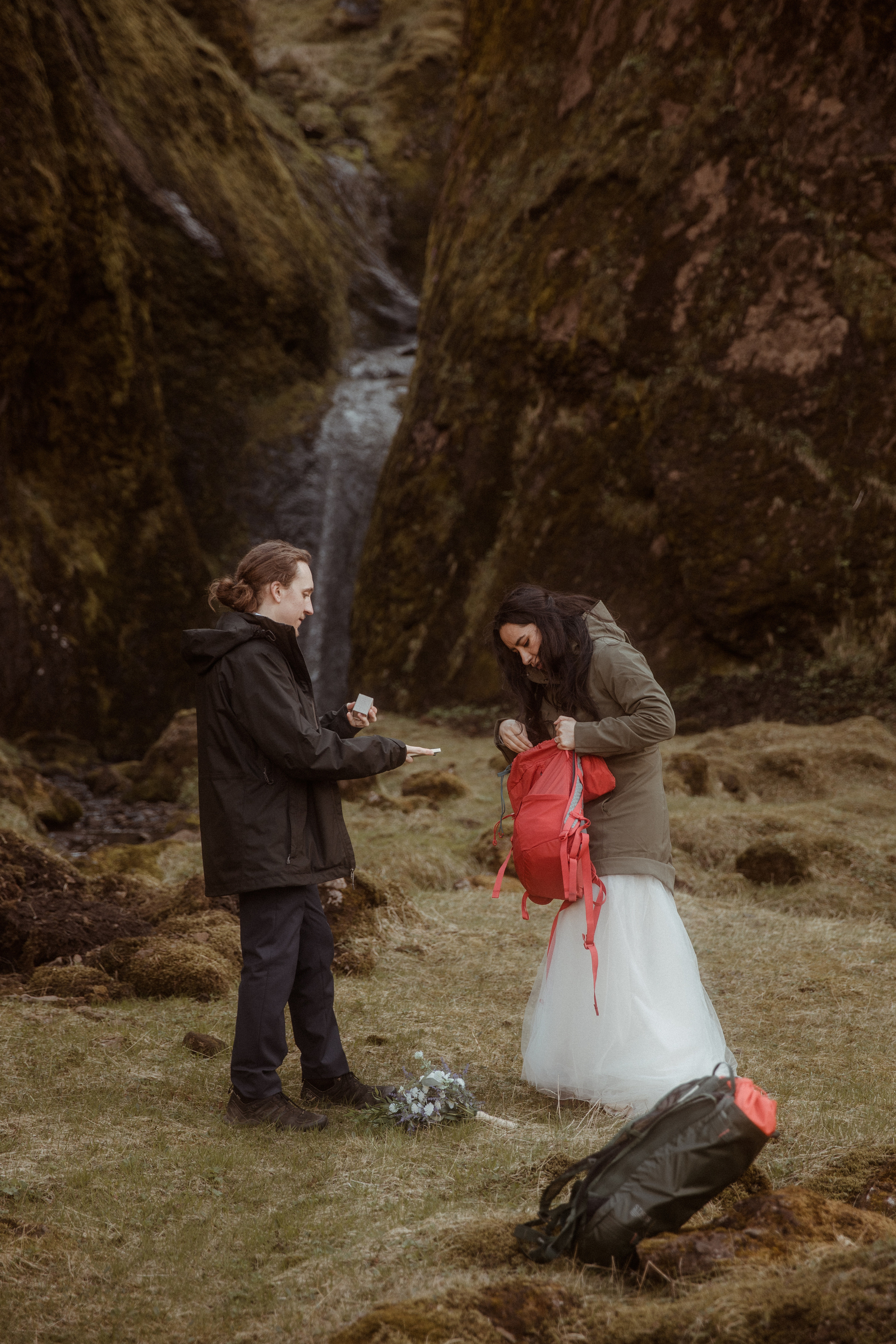 Hiking Iceland Elopement. Iceland elopement photographer & videographer