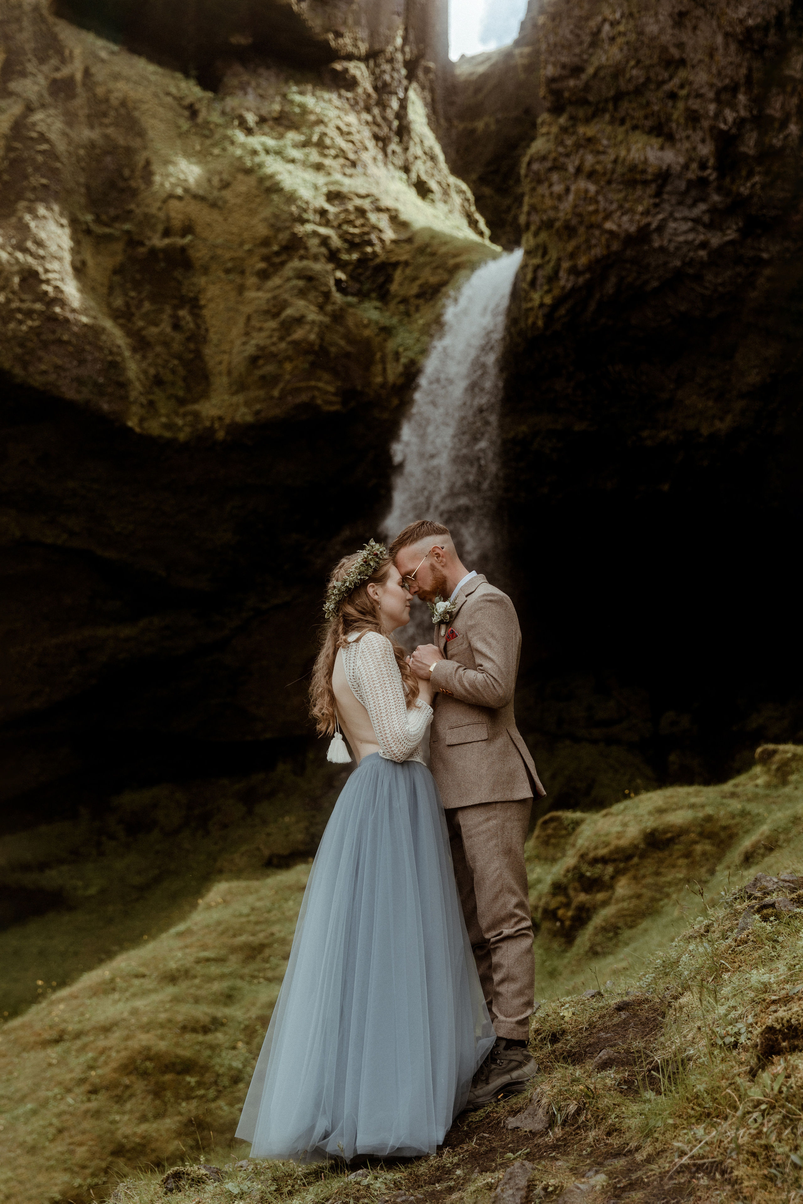Iceland Secret Waterfall Elopement. Iceland elopement photo and video | Nikolaichik Photo