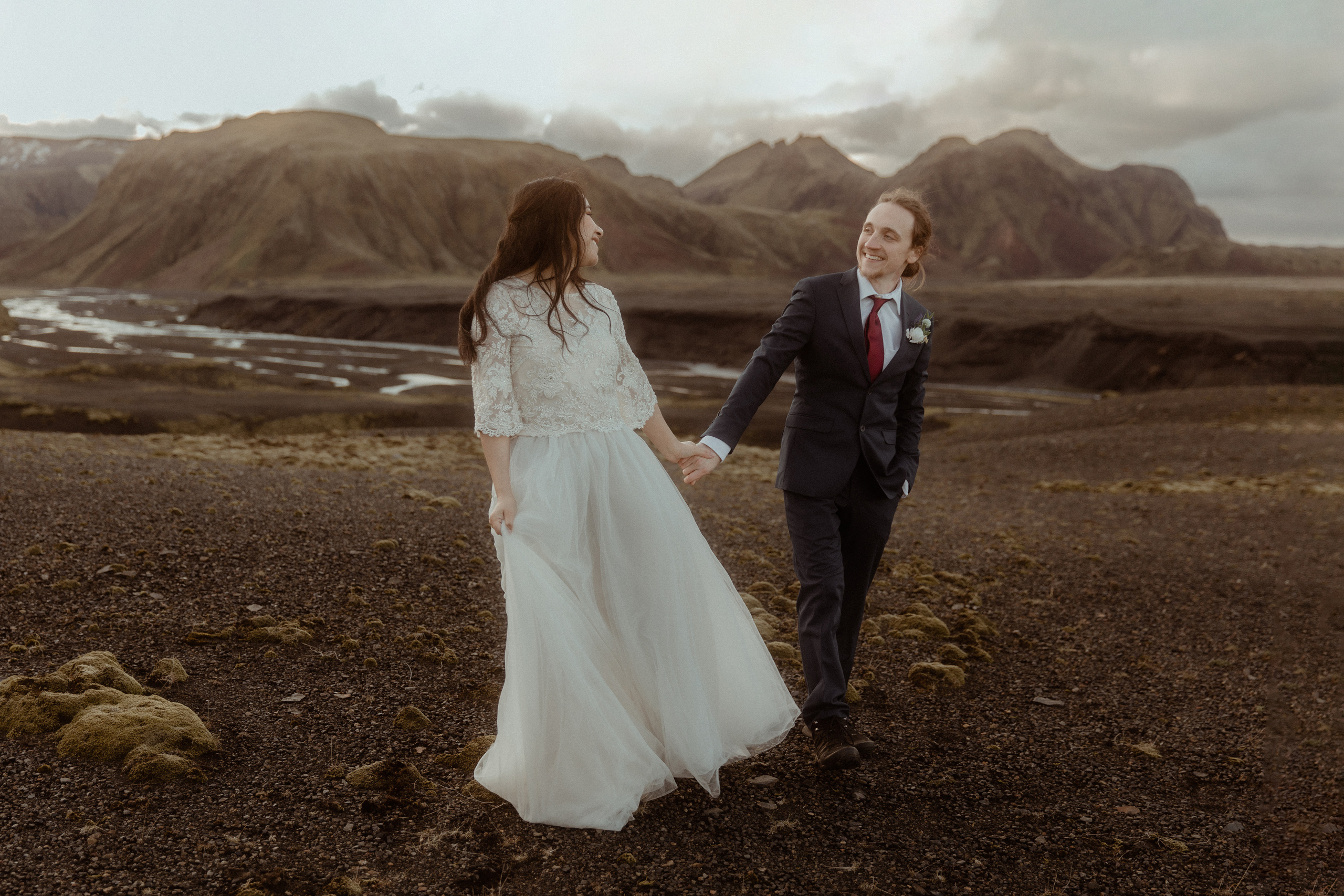 Hiking Iceland Elopement. Iceland elopement photographer & videographer