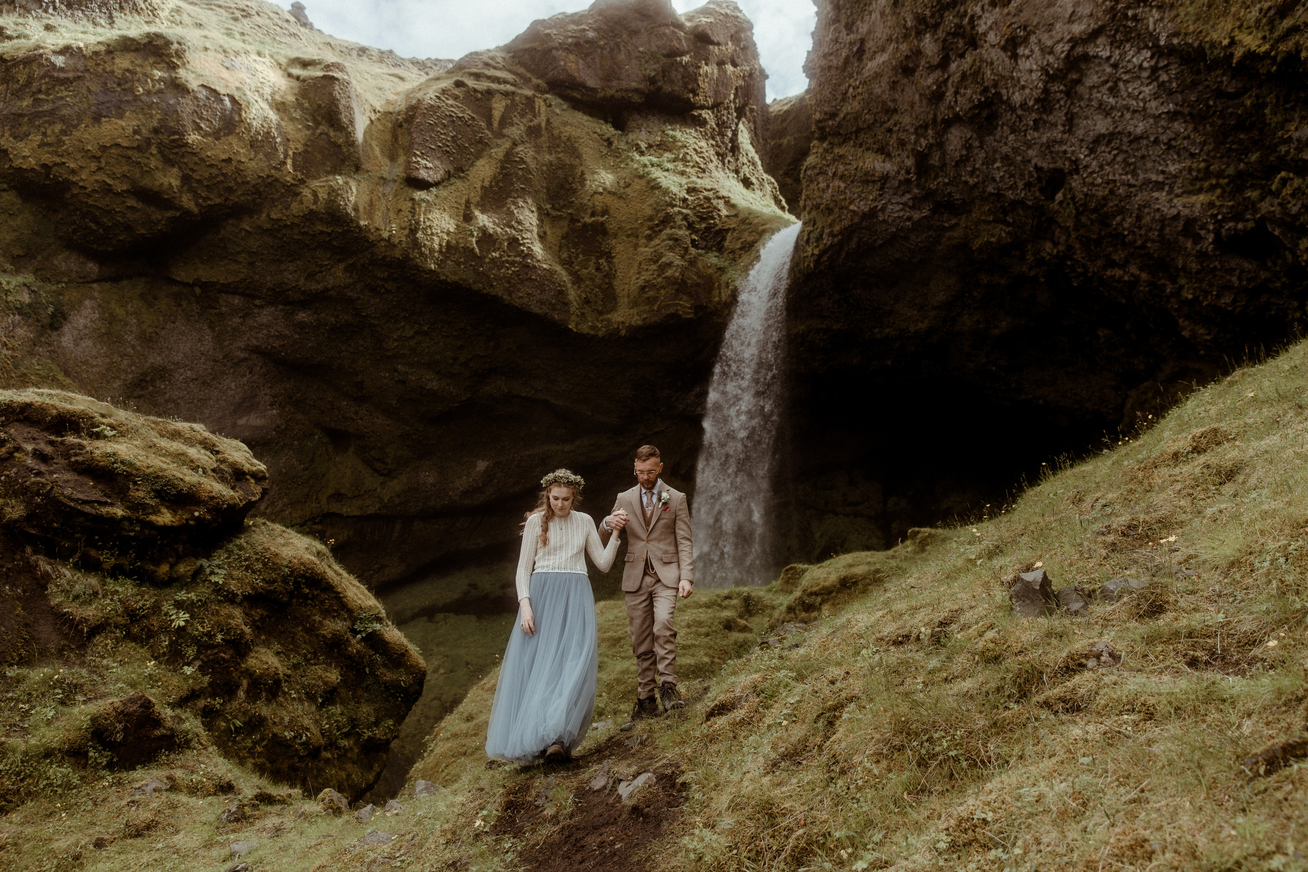 Iceland Secret Waterfall Elopement. Iceland elopement photo and video | Nikolaichik Photo